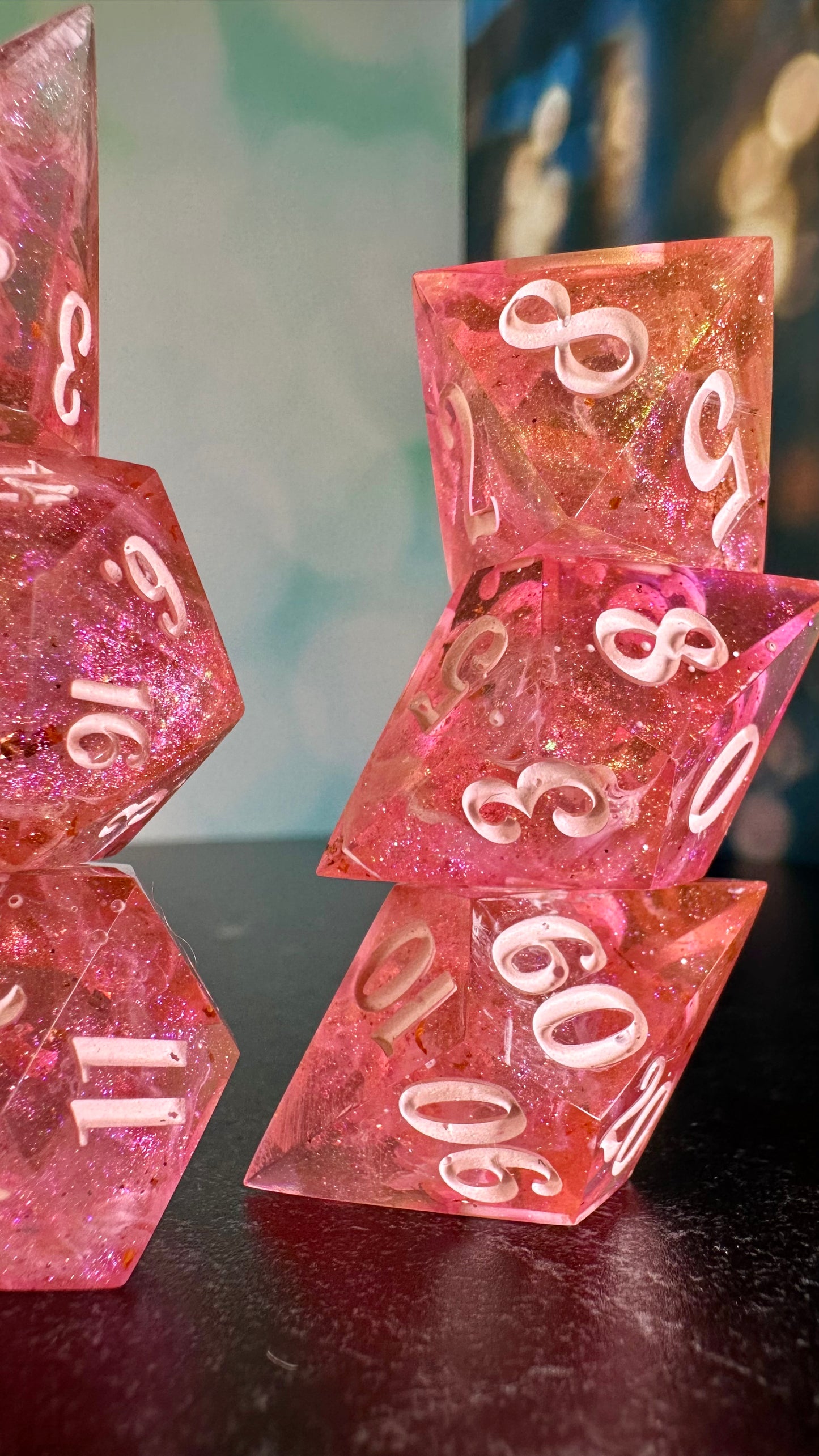 Pink Pony Club 9 piece polyhedral dice set (Large) (Beta) Pobody's Nerfect