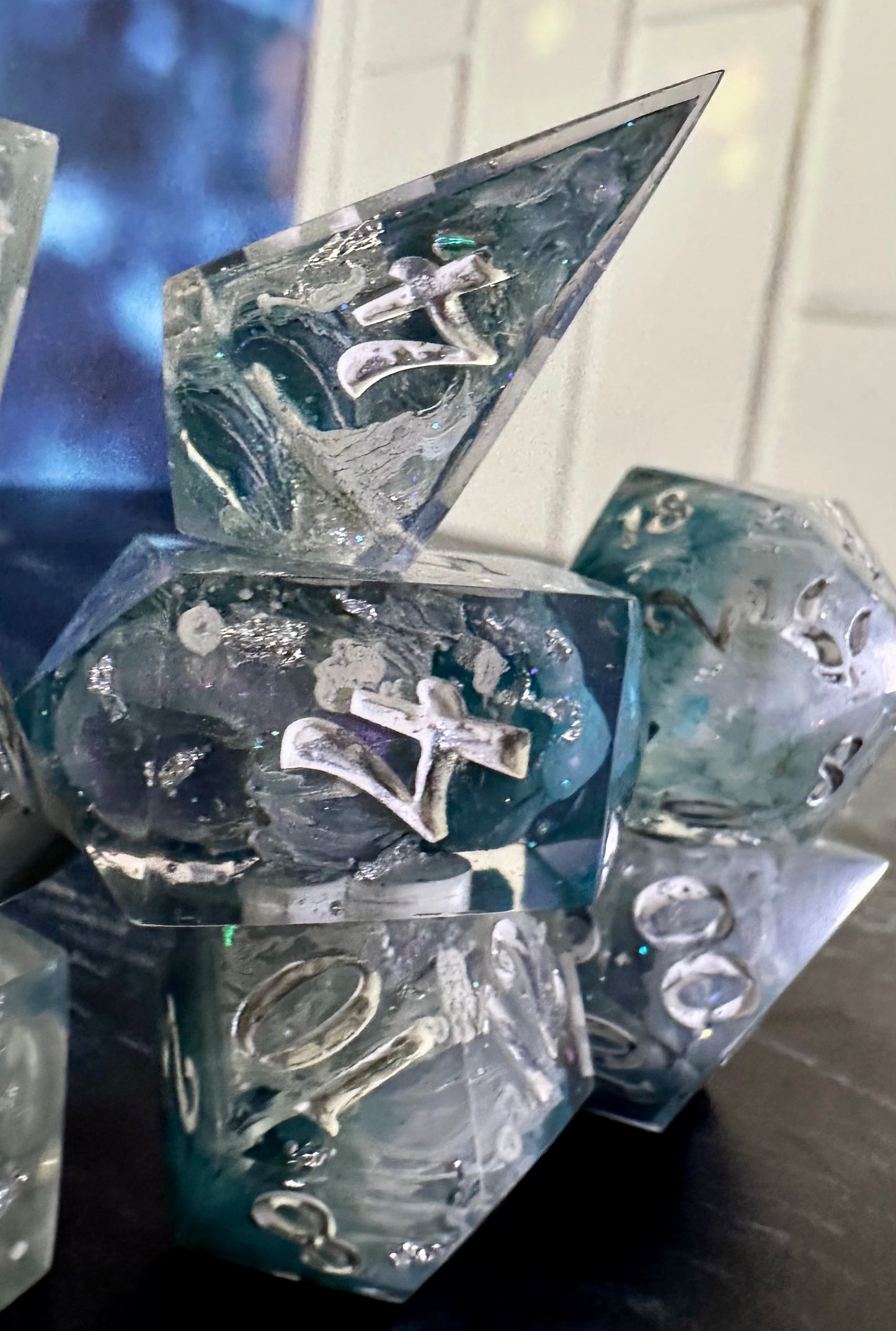 “The sky’s the limit”- 8 piece polyhedral dice set (Large)