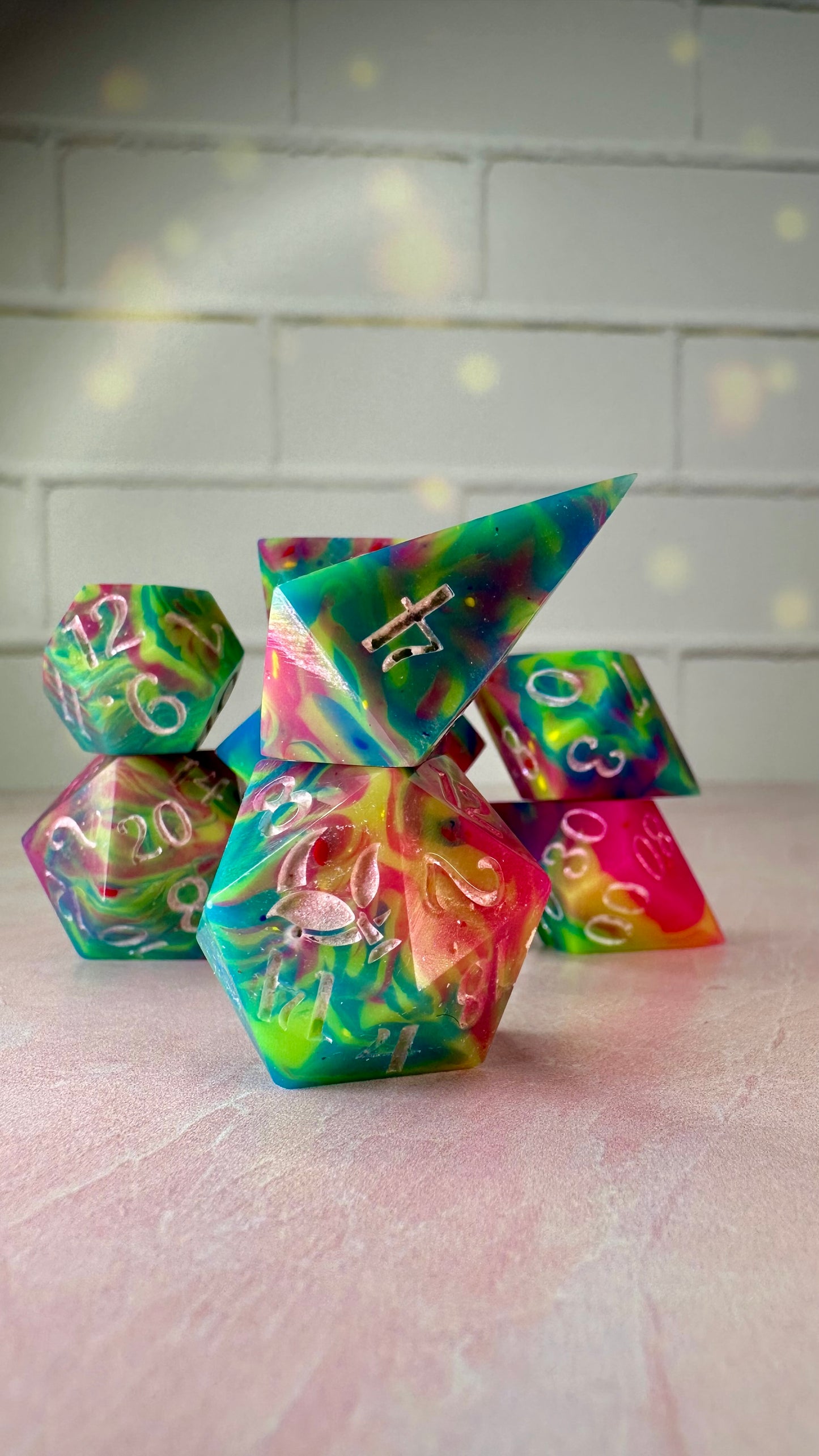 Pride 2: Electric Boogaloo - 8 piece polyhedral dice set