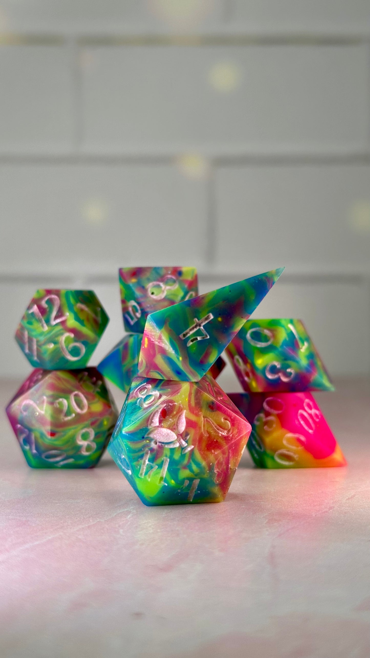 Pride 2: Electric Boogaloo - 8 piece polyhedral dice set