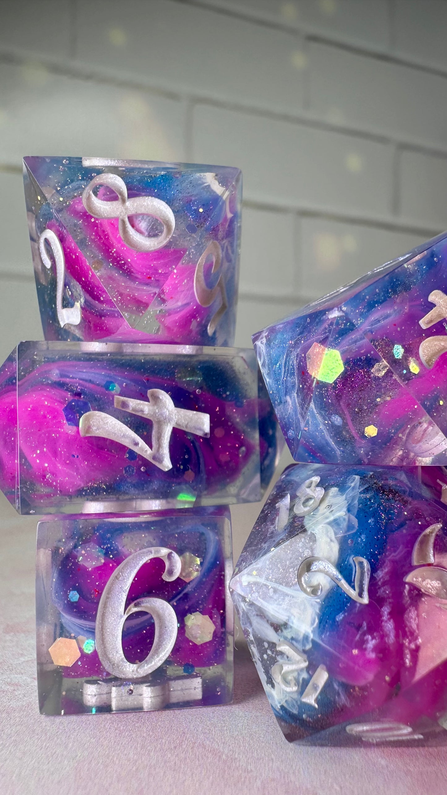 Bi Pride 2025-8 piece polyhedral dice set (Large)