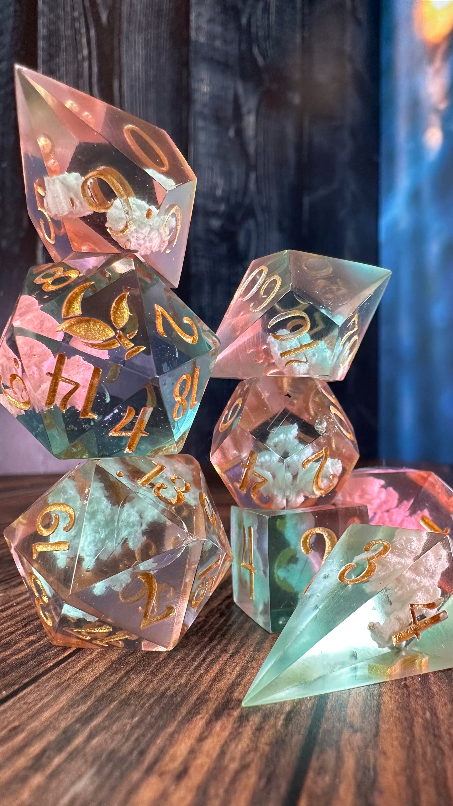 Cotton Candy Skies-8 piece polyhedral dice set-Pobody's Nerfect