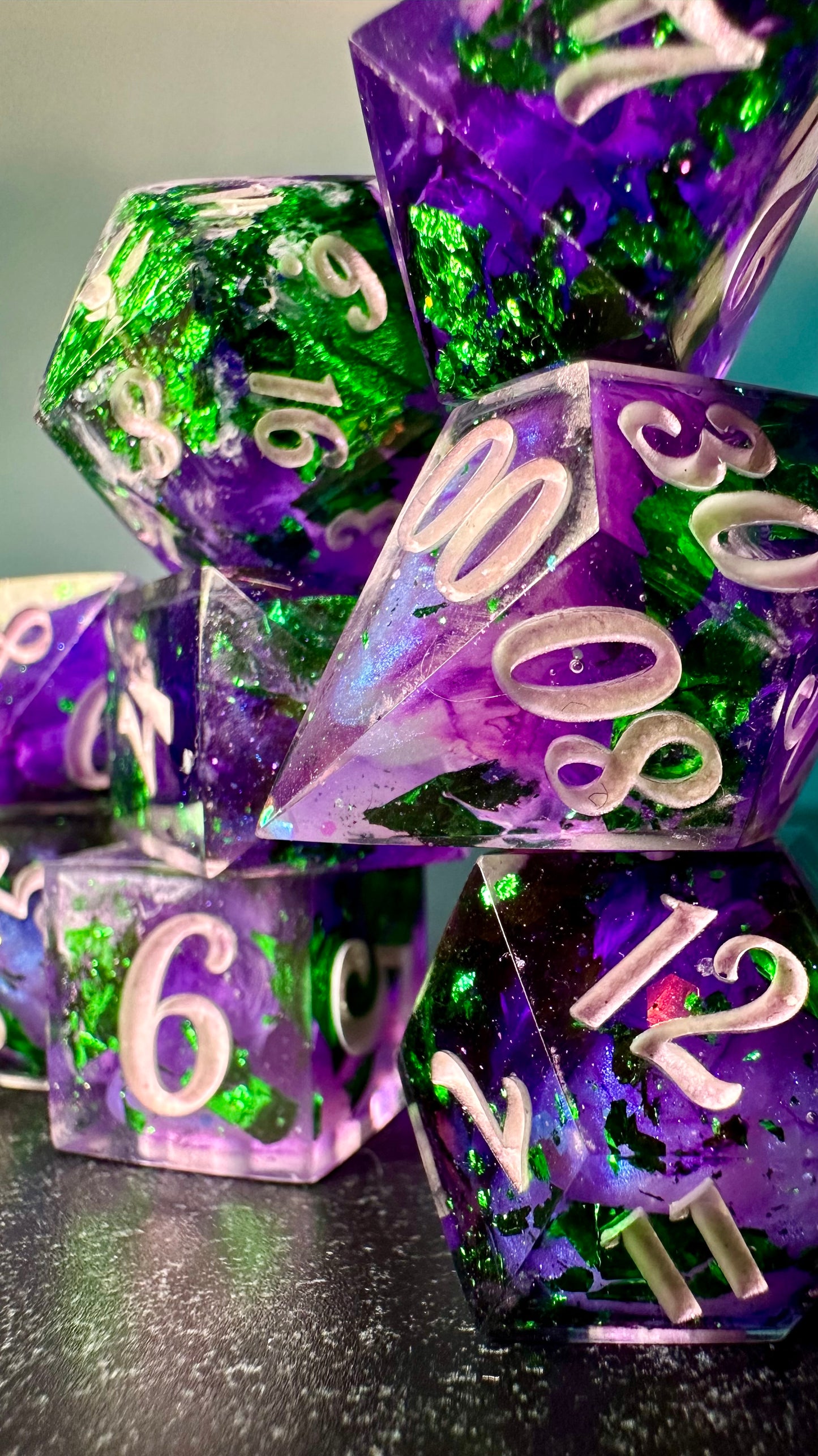 Genderqueer Pride 8 piece polyhedral dice set (Large) (Beta) Pobody's Nerfect (Copy)