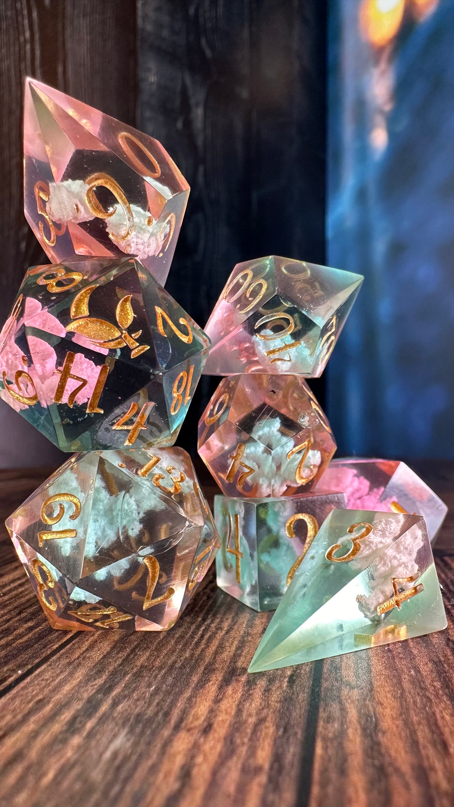 Cotton Candy Skies-8 piece polyhedral dice set-Pobody's Nerfect