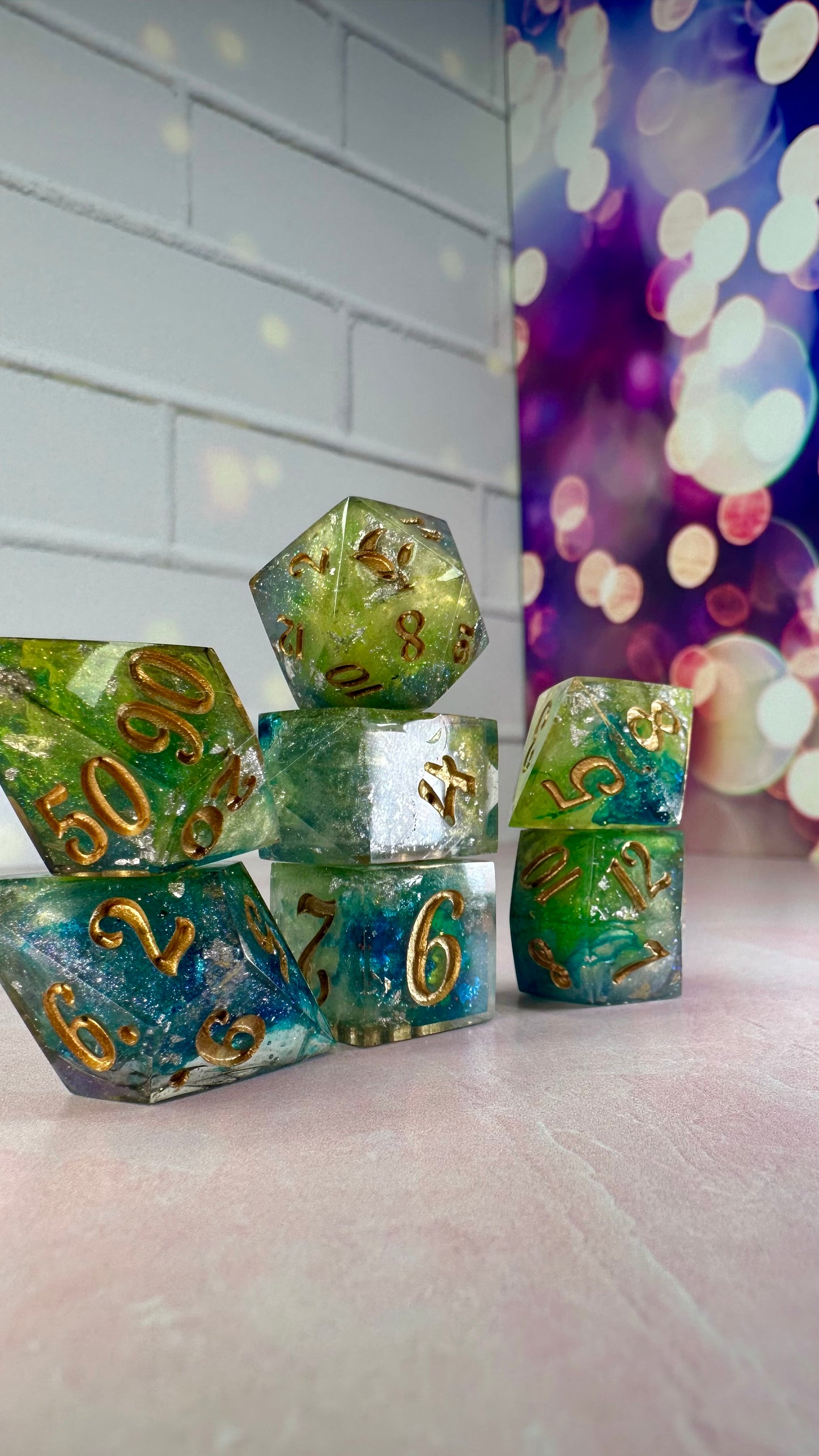 Mercurial Shadow Period-Pobody’s Nerfect 8 piece polyhedral dice set (Large)