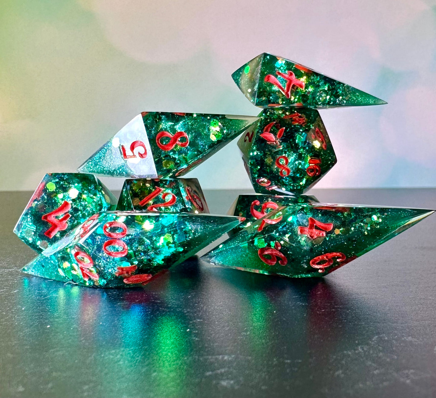 Viper Queen Geode - 8 piece polyhedral dice set- (Pointy Bois)- Pobody’s Nerfect