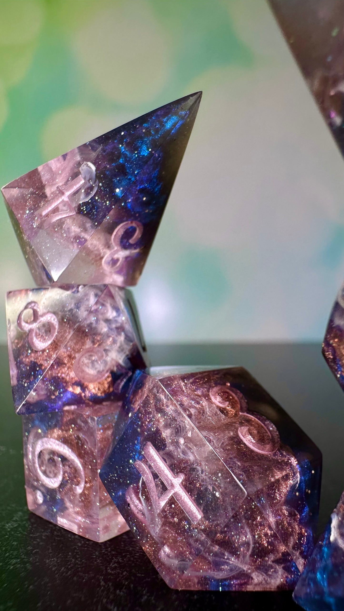 The Dawn Court Redux- 8 piece polyhedral dice set
