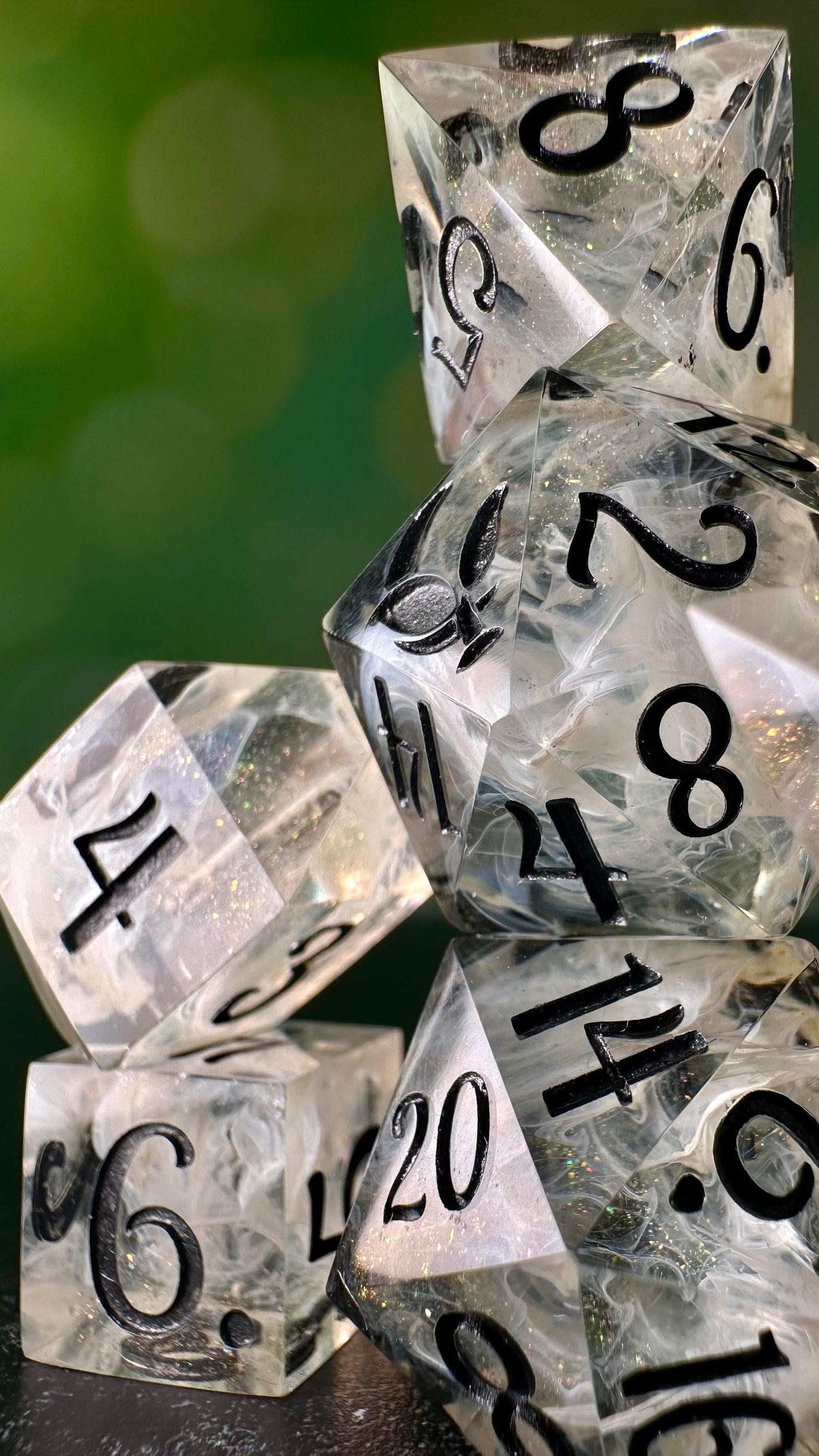 Aziraphale- 8 piece polyhedral dice set