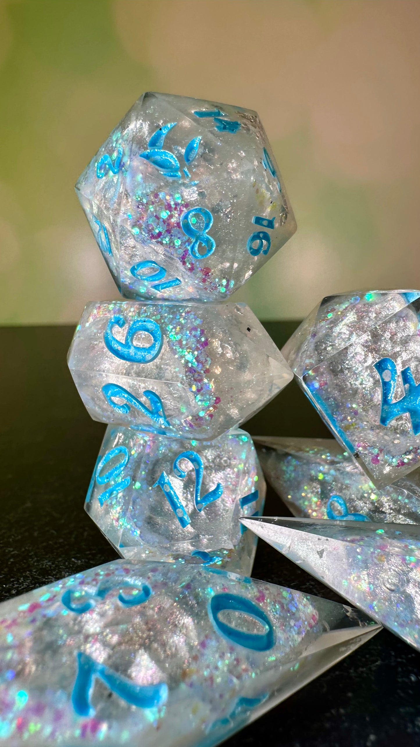 Kristallos Geode - 8 piece polyhedral dice set- (Pointy Bois) Pobody's Nerfect