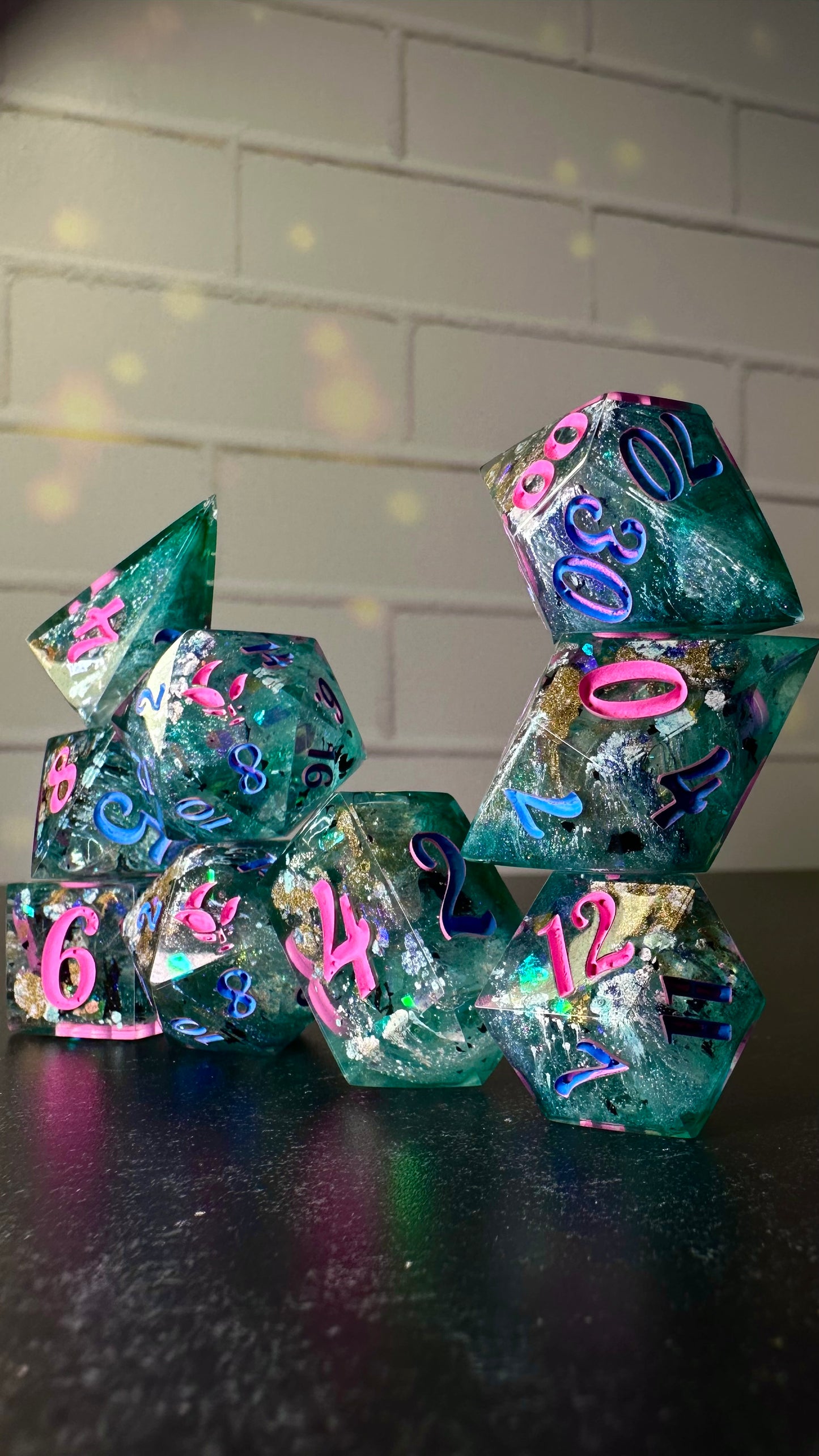 Who’s the baddest? Us, hello!-8 piece polyhedral dice set (Large)