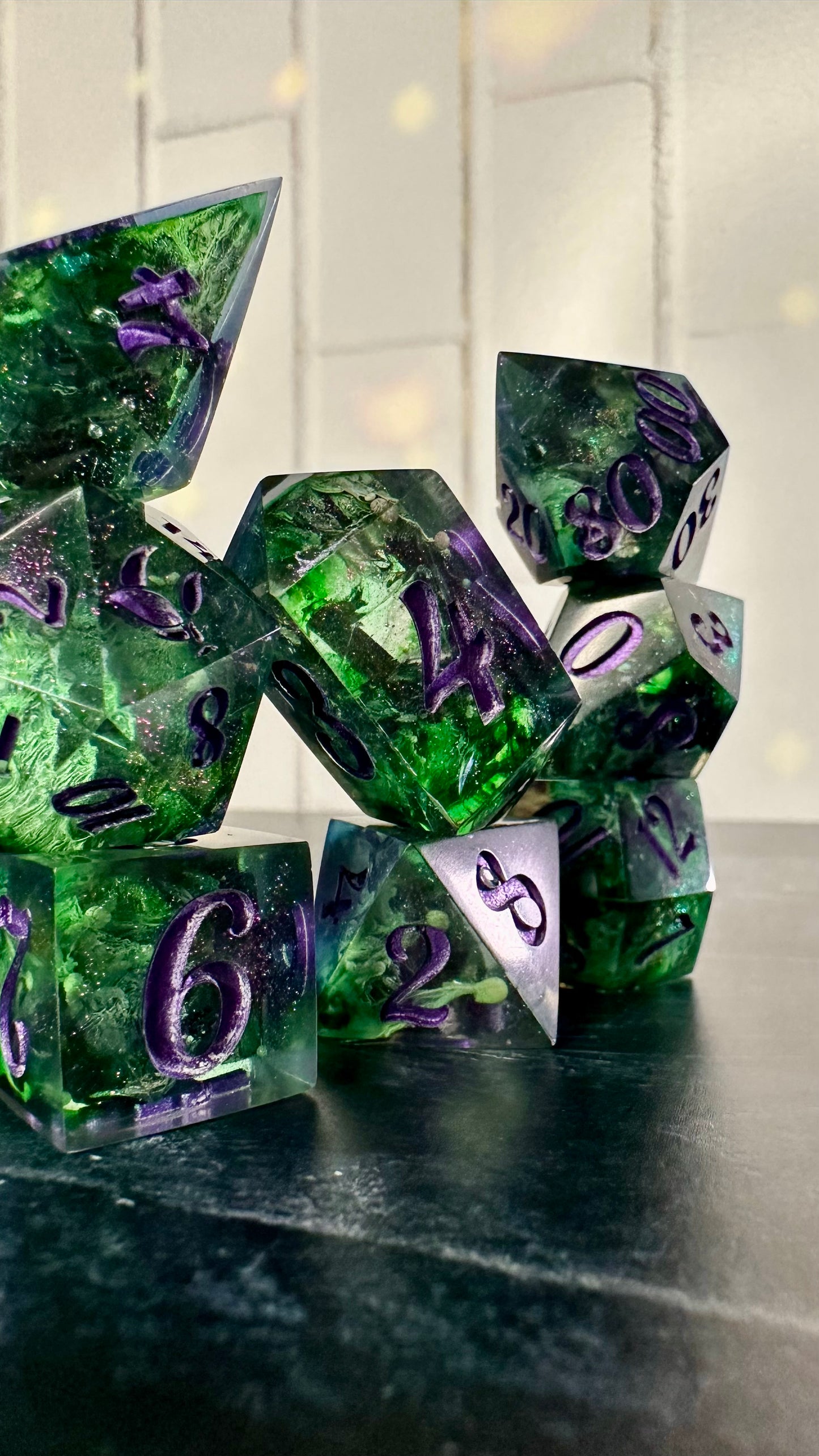 “Yes, I’ve always been green” - 8 piece polyhedral dice set (Large)
