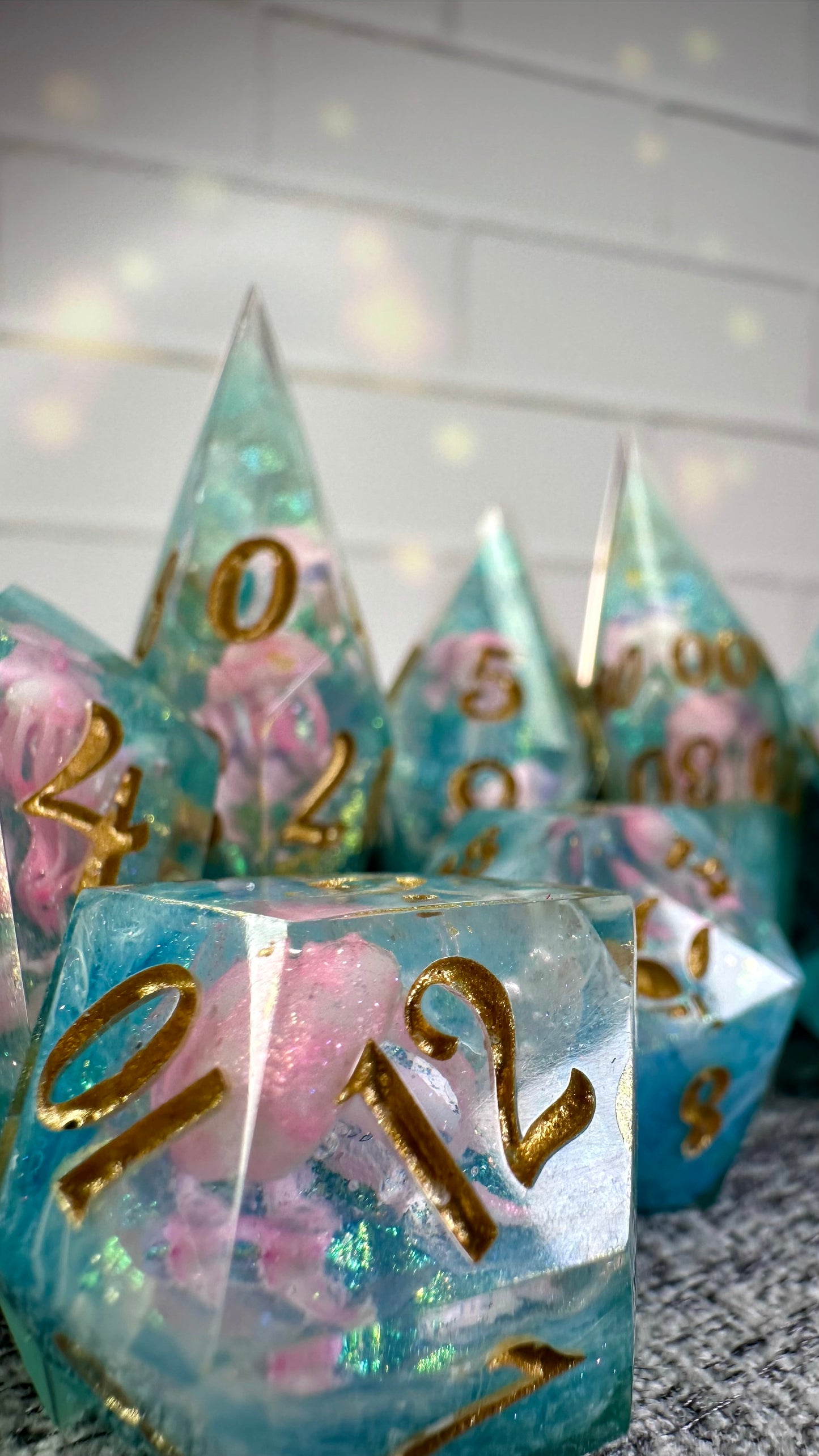 He shall be my squishy Geode Dice- 8 piece polyhedral dice set- (Pointy Bois)