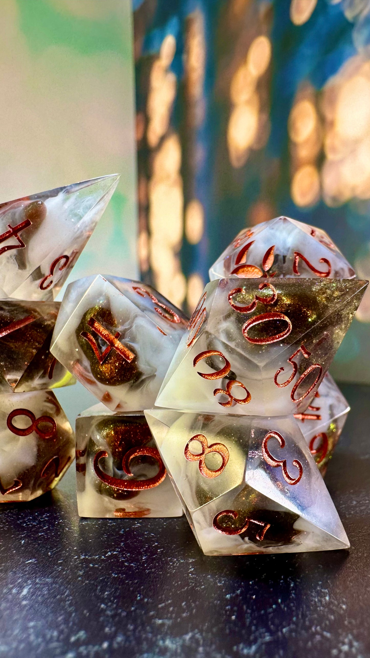 Truth Among Clouds- 8 piece polyhedral dice set