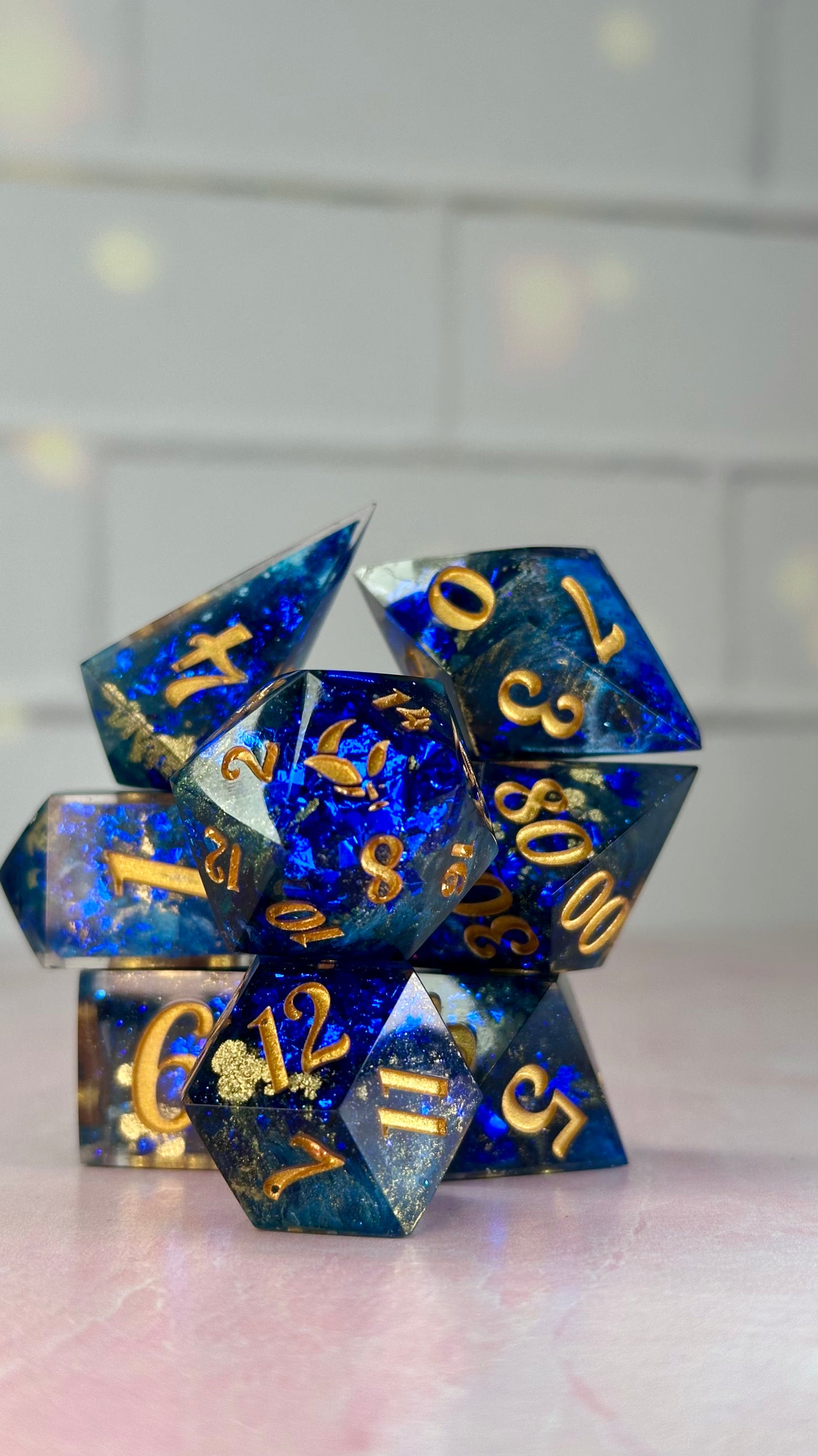 TARDIS Blue Hope-8 piece polyhedral dice set (Large)