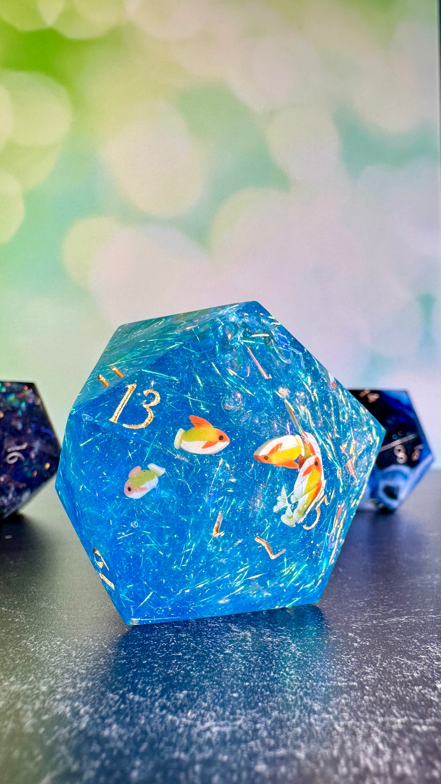 Mom's Koi Pond 60 MM Logo d20 Paperweight Chonk (Beta) Pobody's Nerfect