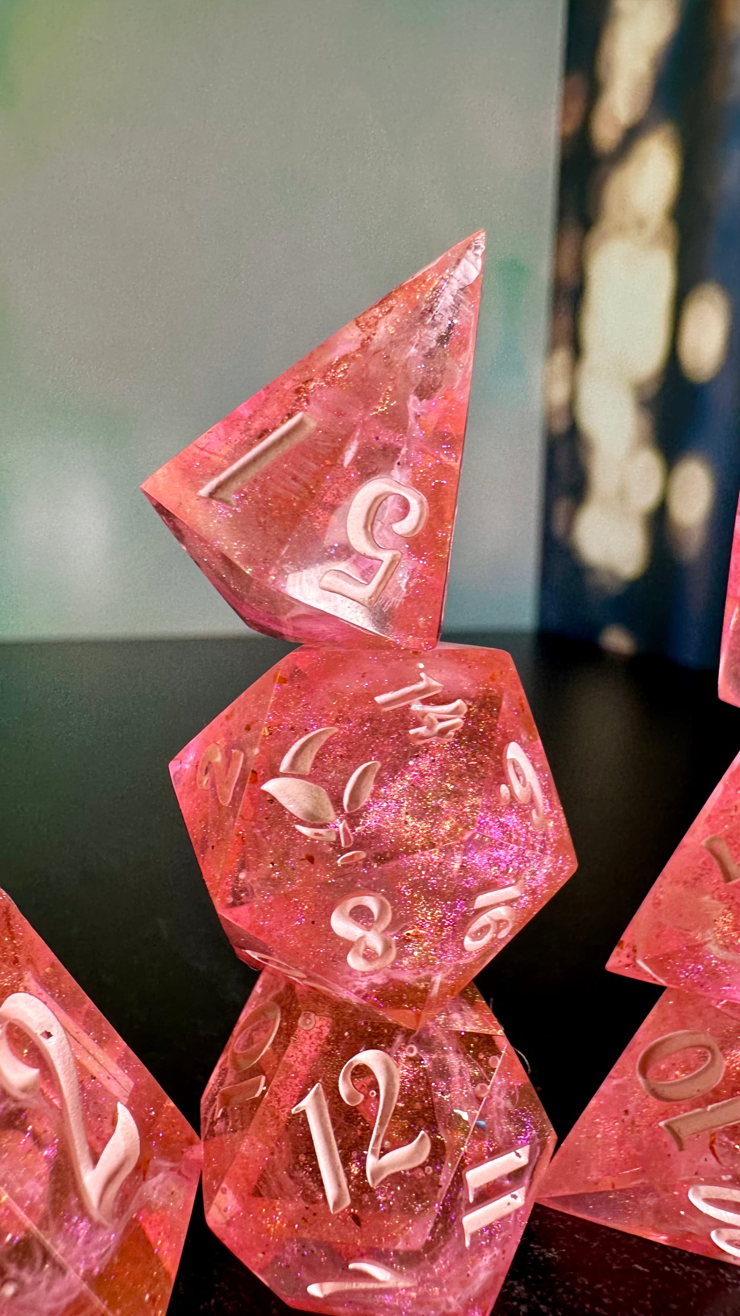Pink Pony Club 9 piece polyhedral dice set (Large) (Beta) Pobody's Nerfect