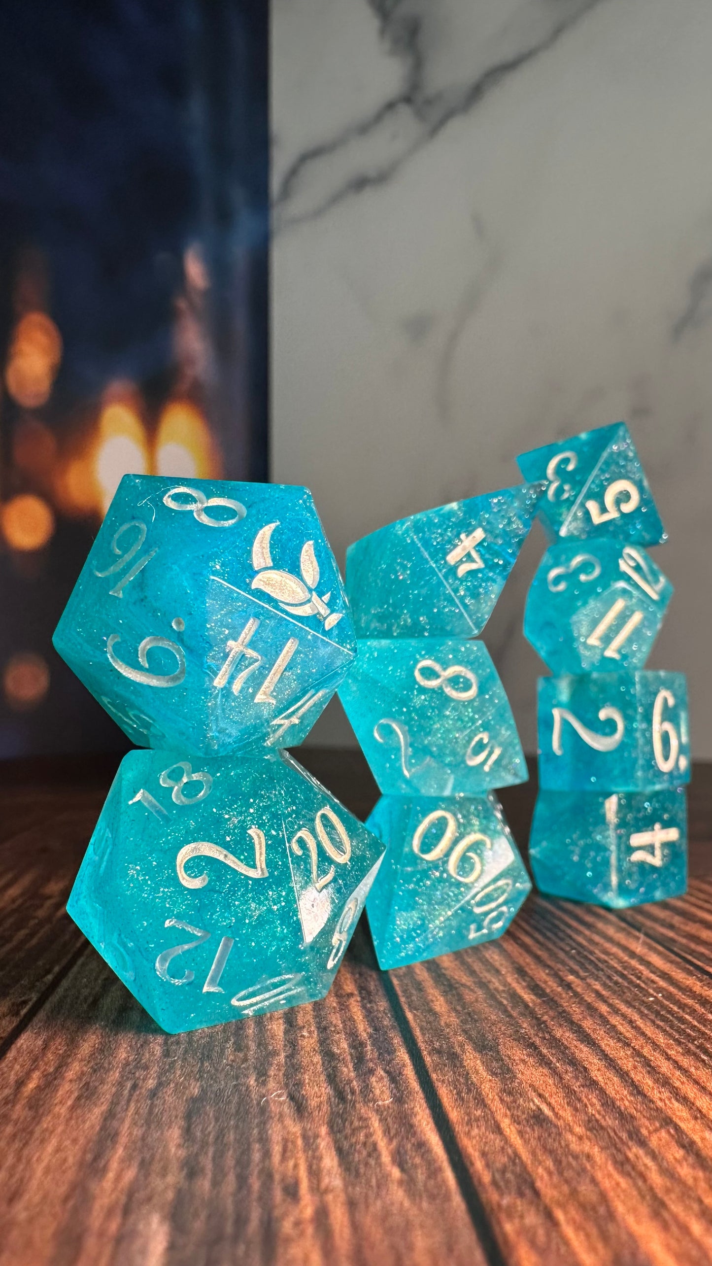 Many Waters- 8 piece polyhedral dice set