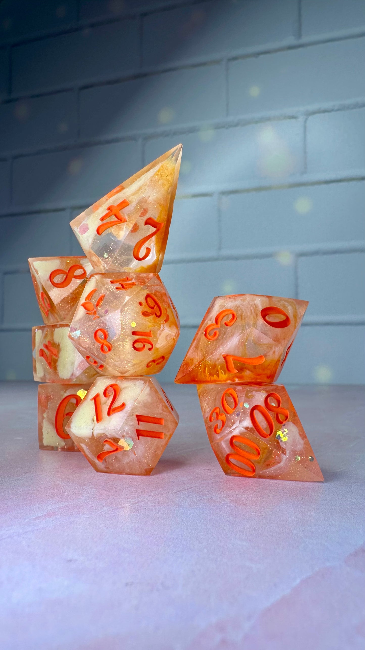 Jecki Lon- 8 piece polyhedral dice set (Large)
