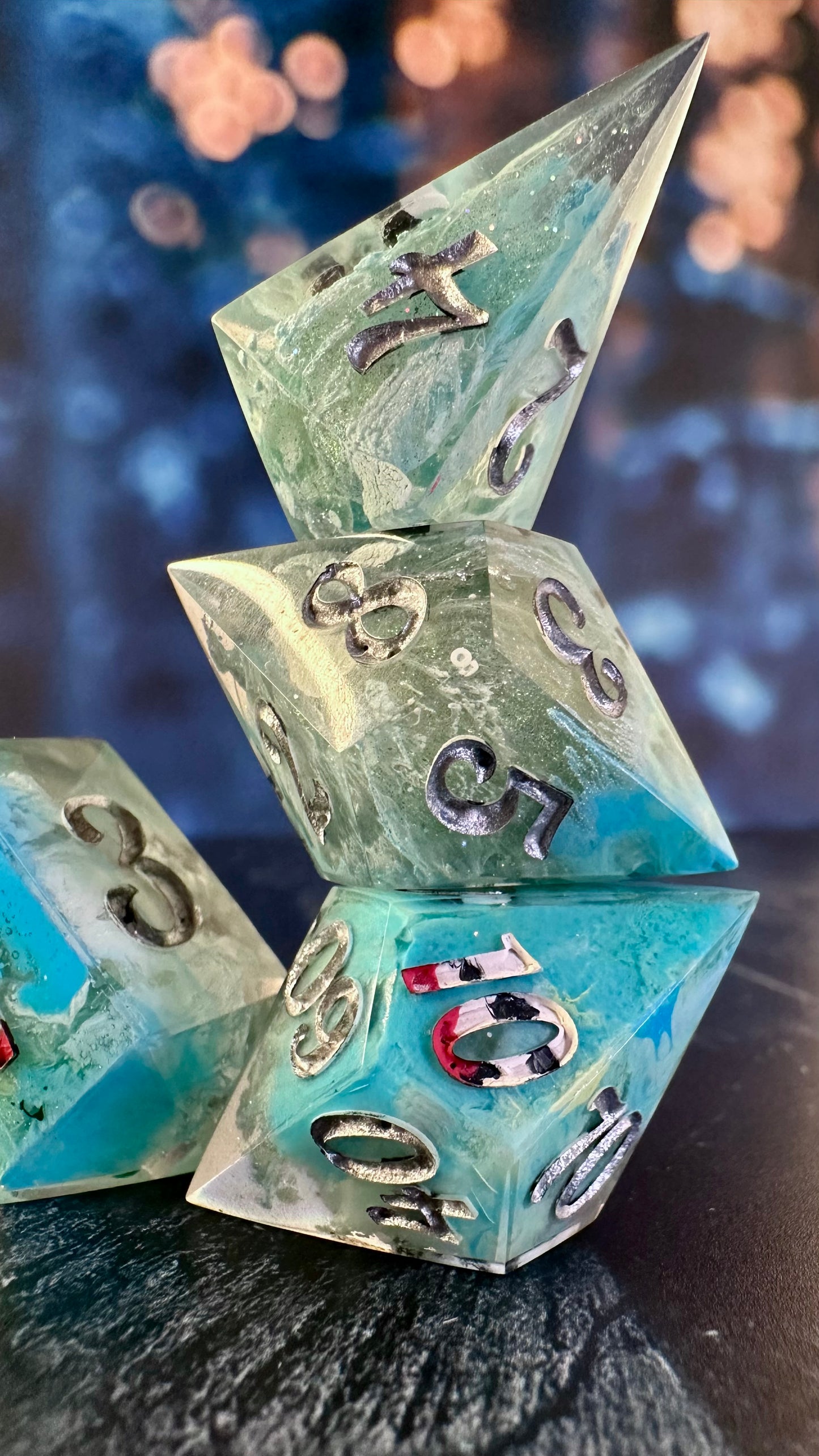 Doomed by the Narrative- 8 piece polyhedral dice set (Large)