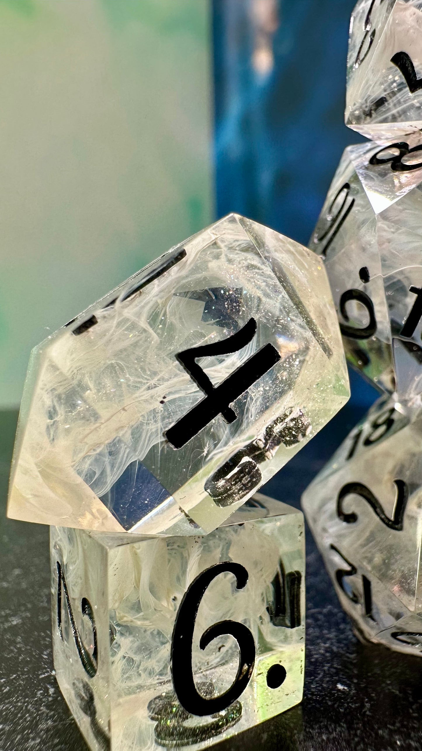 Aziraphale- 8 piece polyhedral dice set