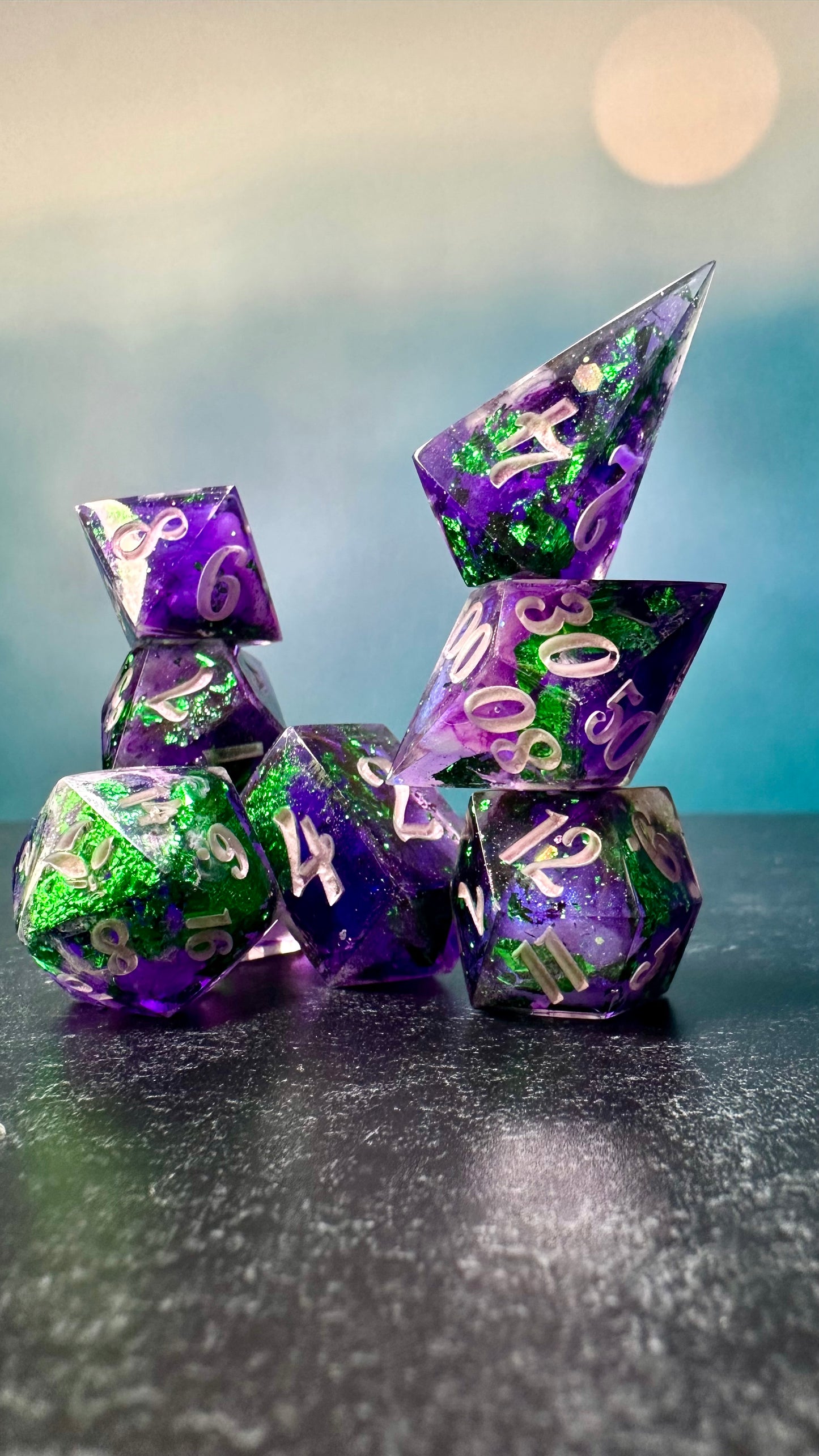 Genderqueer Pride 8 piece polyhedral dice set (Large) (Beta) Pobody's Nerfect (Copy)