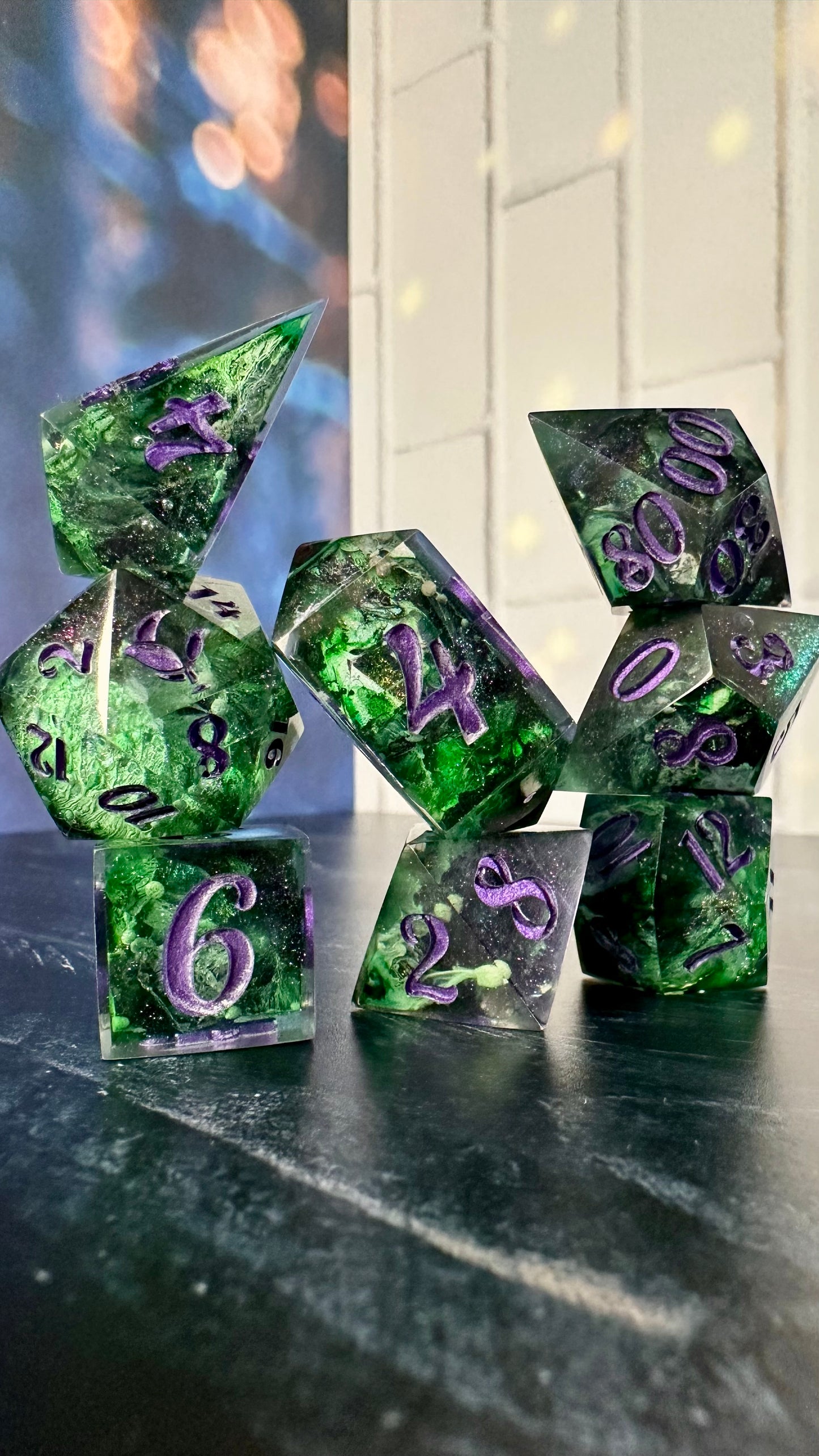 “Yes, I’ve always been green” - 8 piece polyhedral dice set (Large)