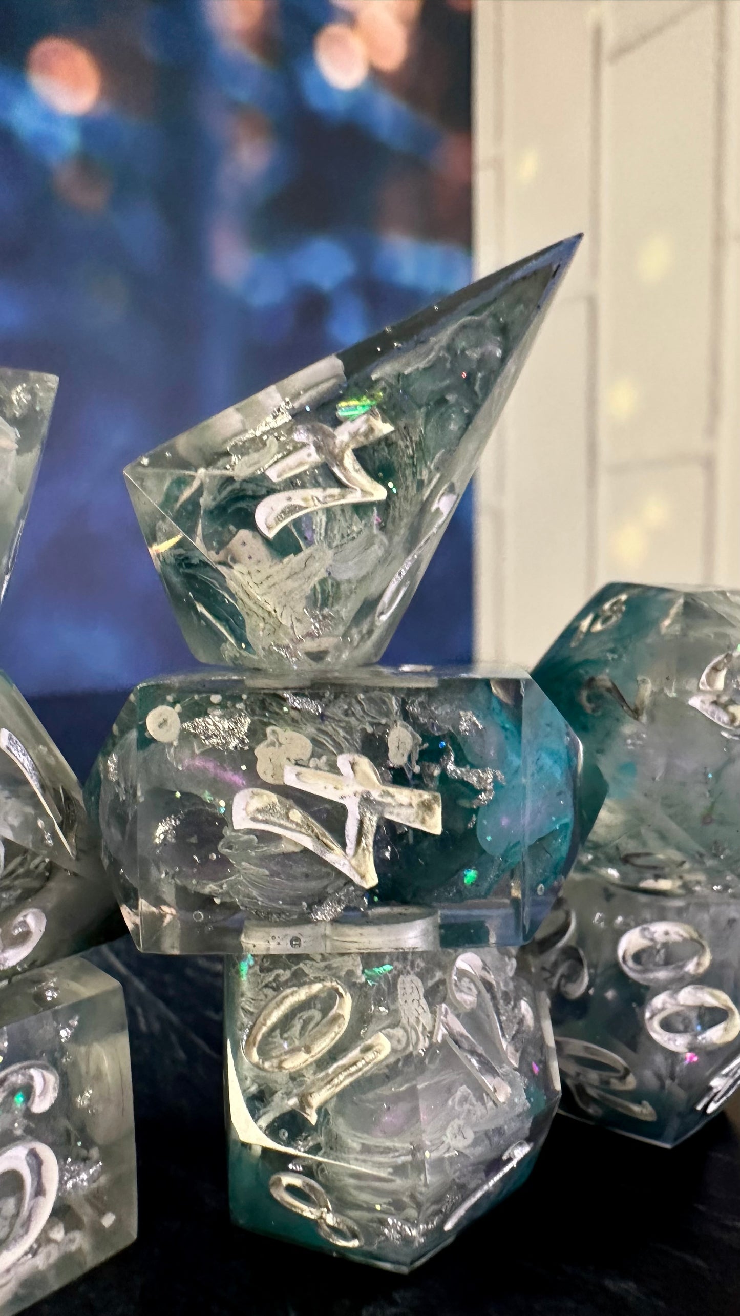 “The sky’s the limit”- 8 piece polyhedral dice set (Large)