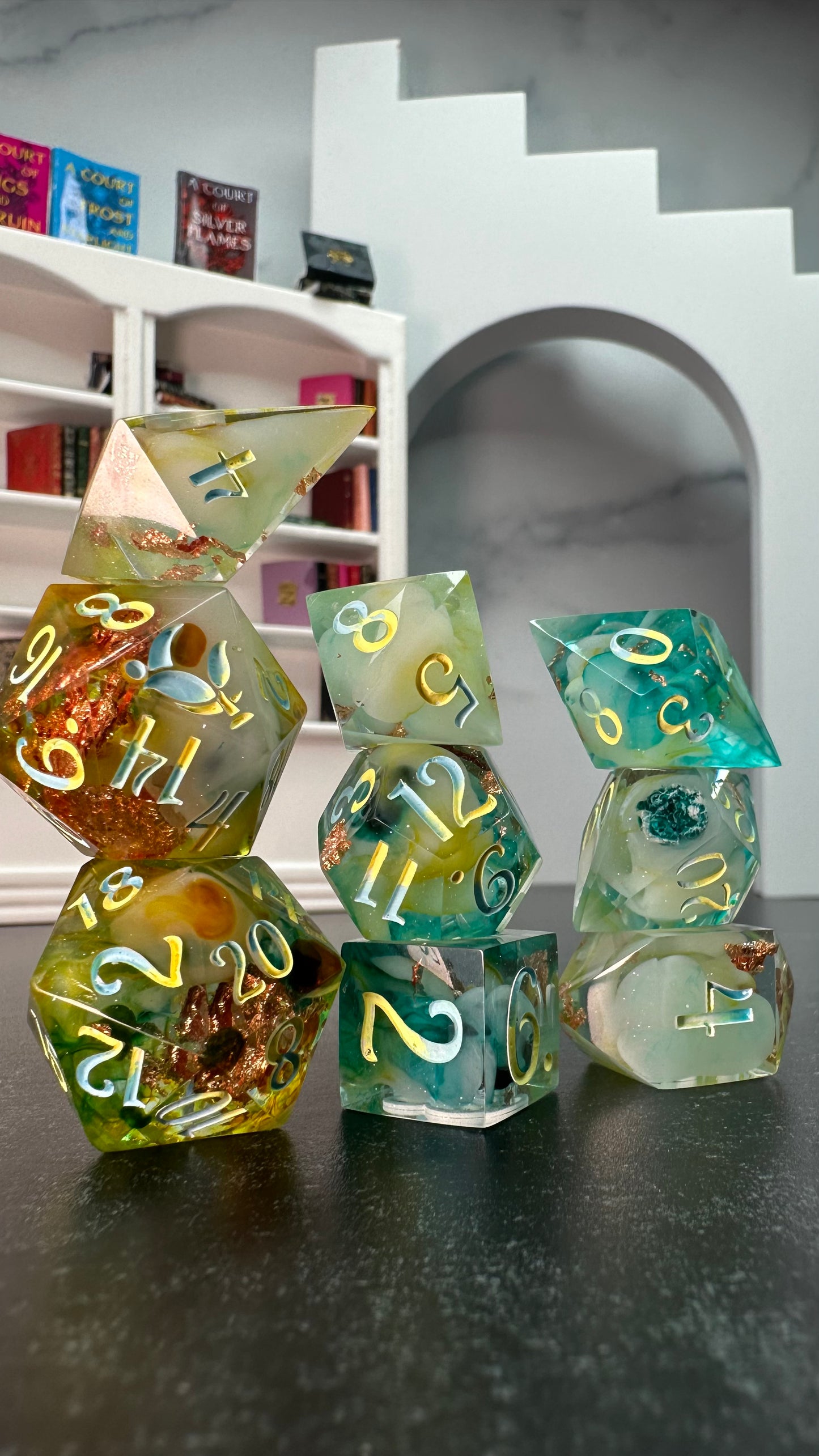 The Summer Court- 8 piece polyhedral dice set-Pobody's Nerfect