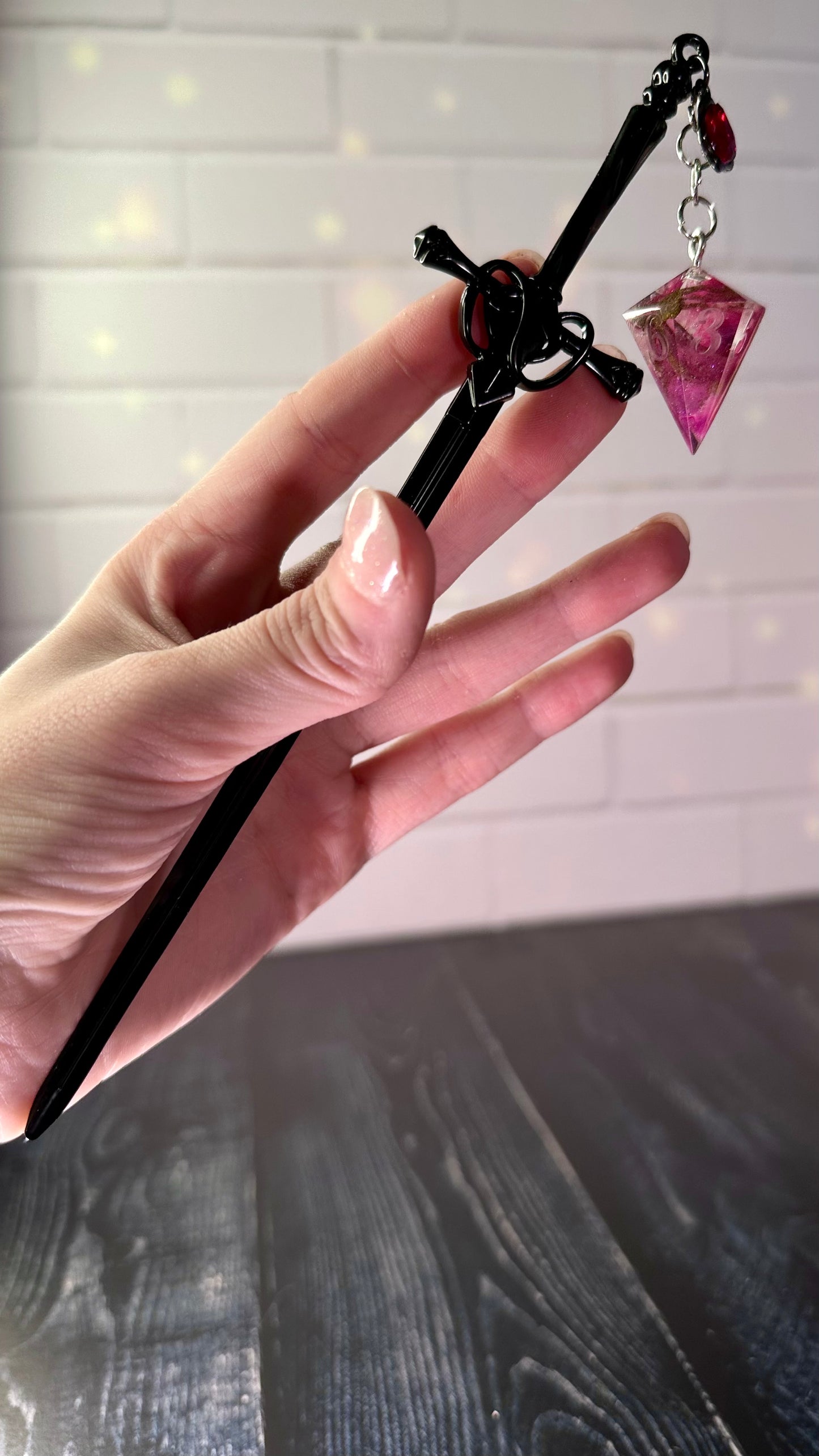 Purple Pink Shimmering Dice Dagger