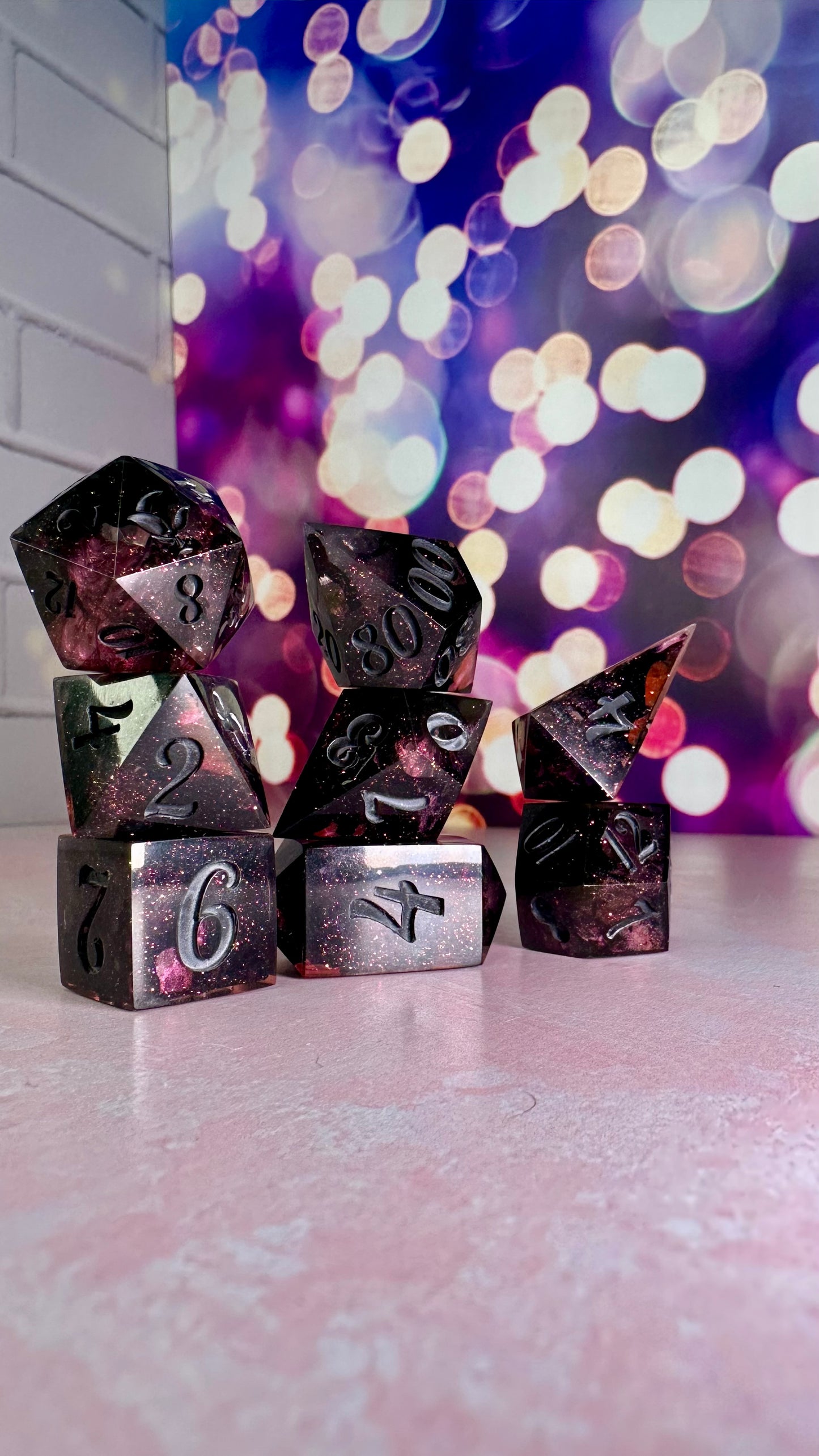 The Salem Seven-8 piece polyhedral dice set (Large)
