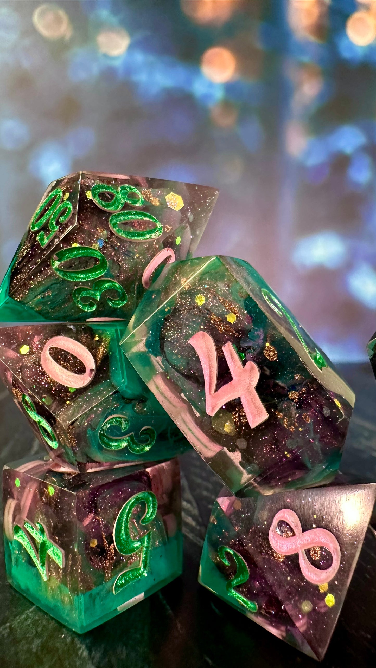 “No. One Mourns the Wicked”- 8 piece polyhedral dice set (Large)