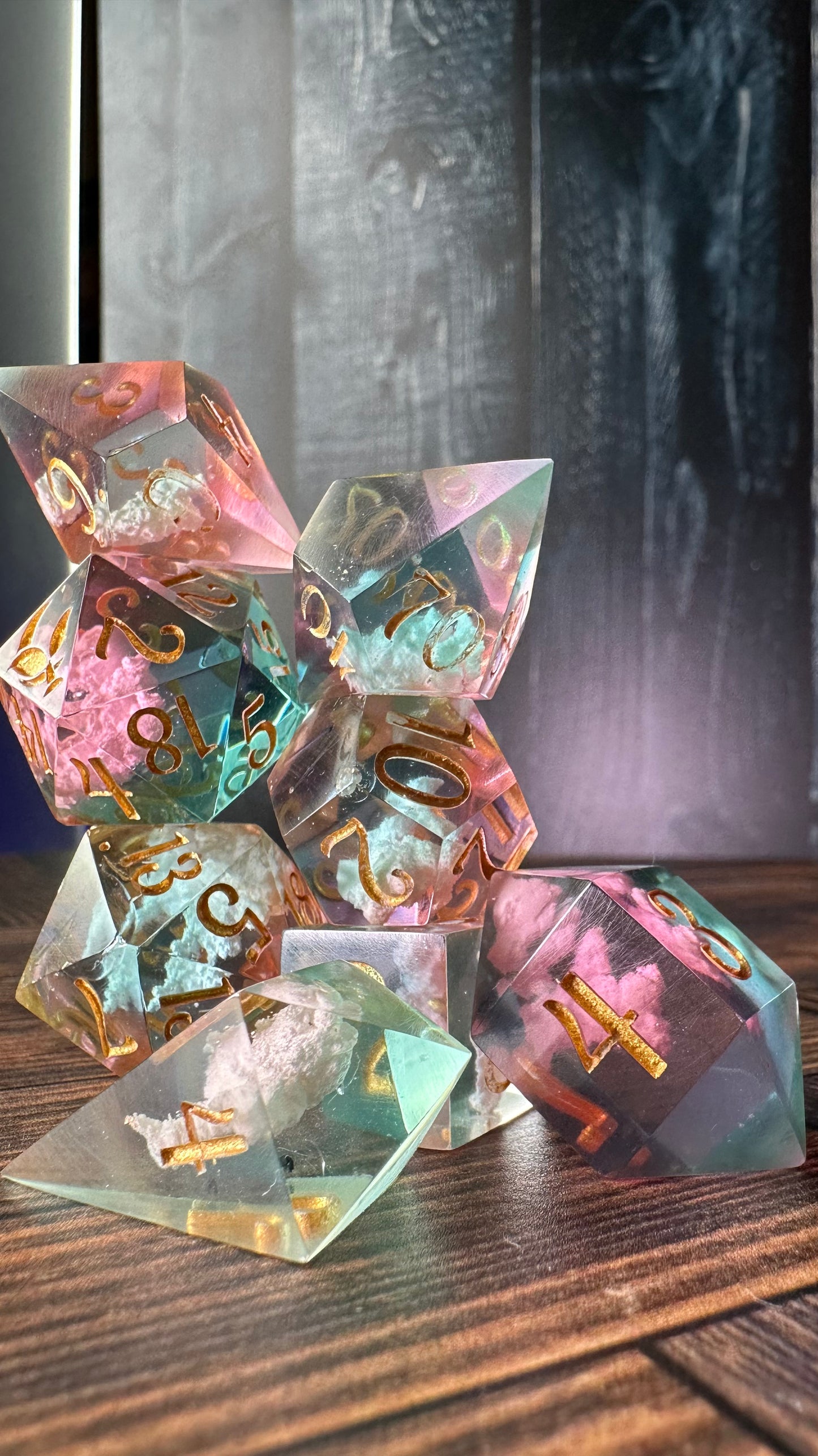Cotton Candy Skies-8 piece polyhedral dice set-Pobody's Nerfect