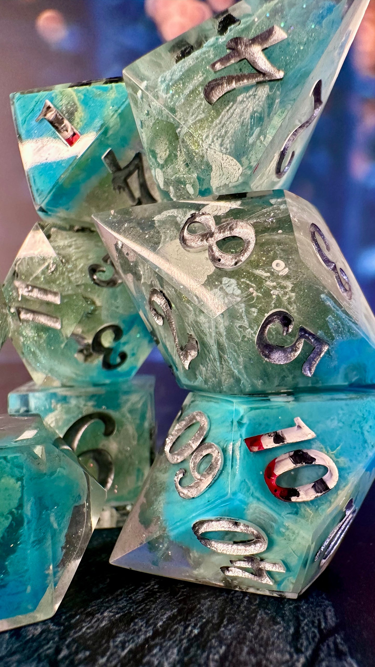 Doomed by the Narrative- 8 piece polyhedral dice set (Large)