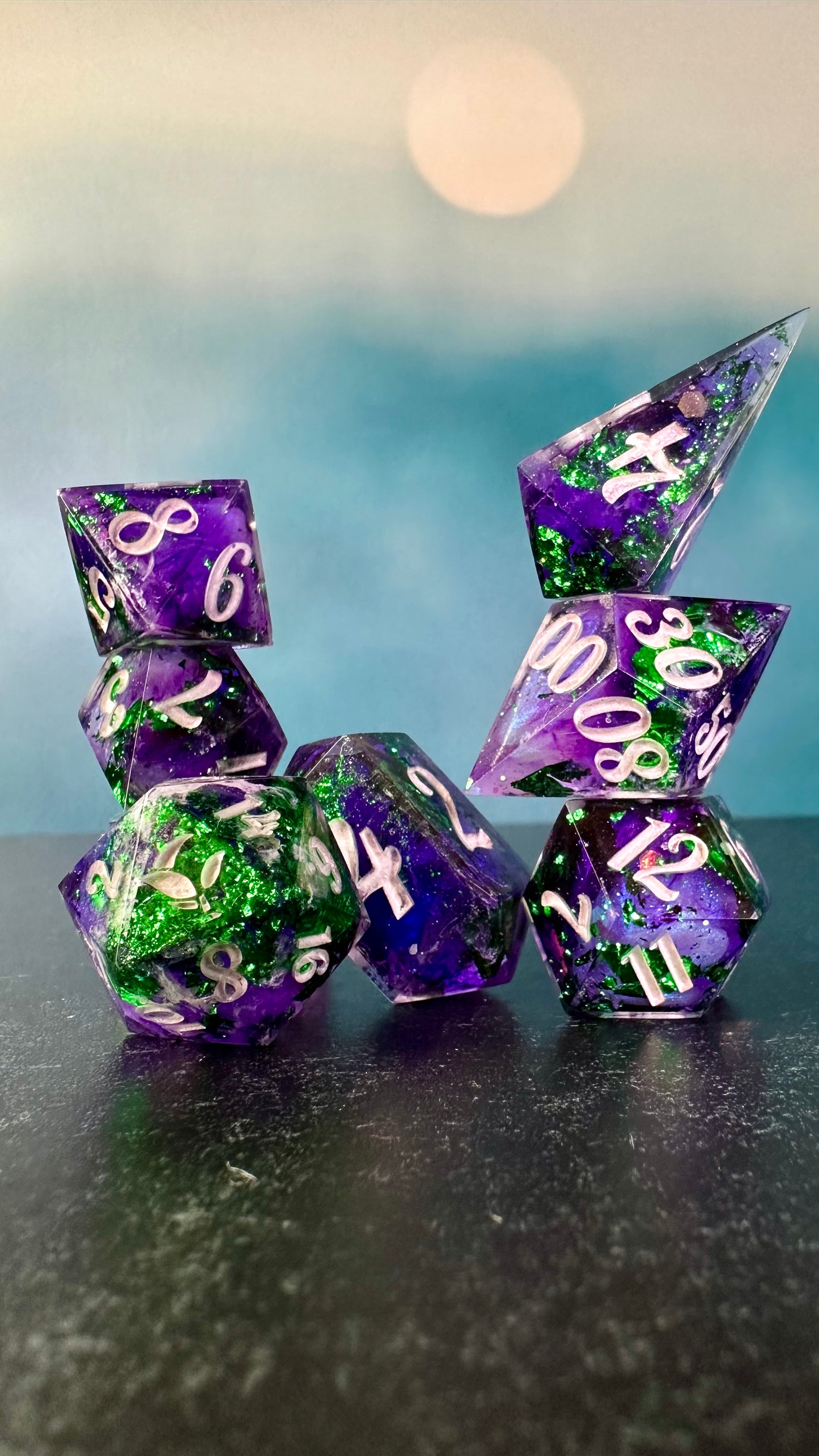 Genderqueer Pride 8 piece polyhedral dice set (Large) (Beta) Pobody's Nerfect (Copy)