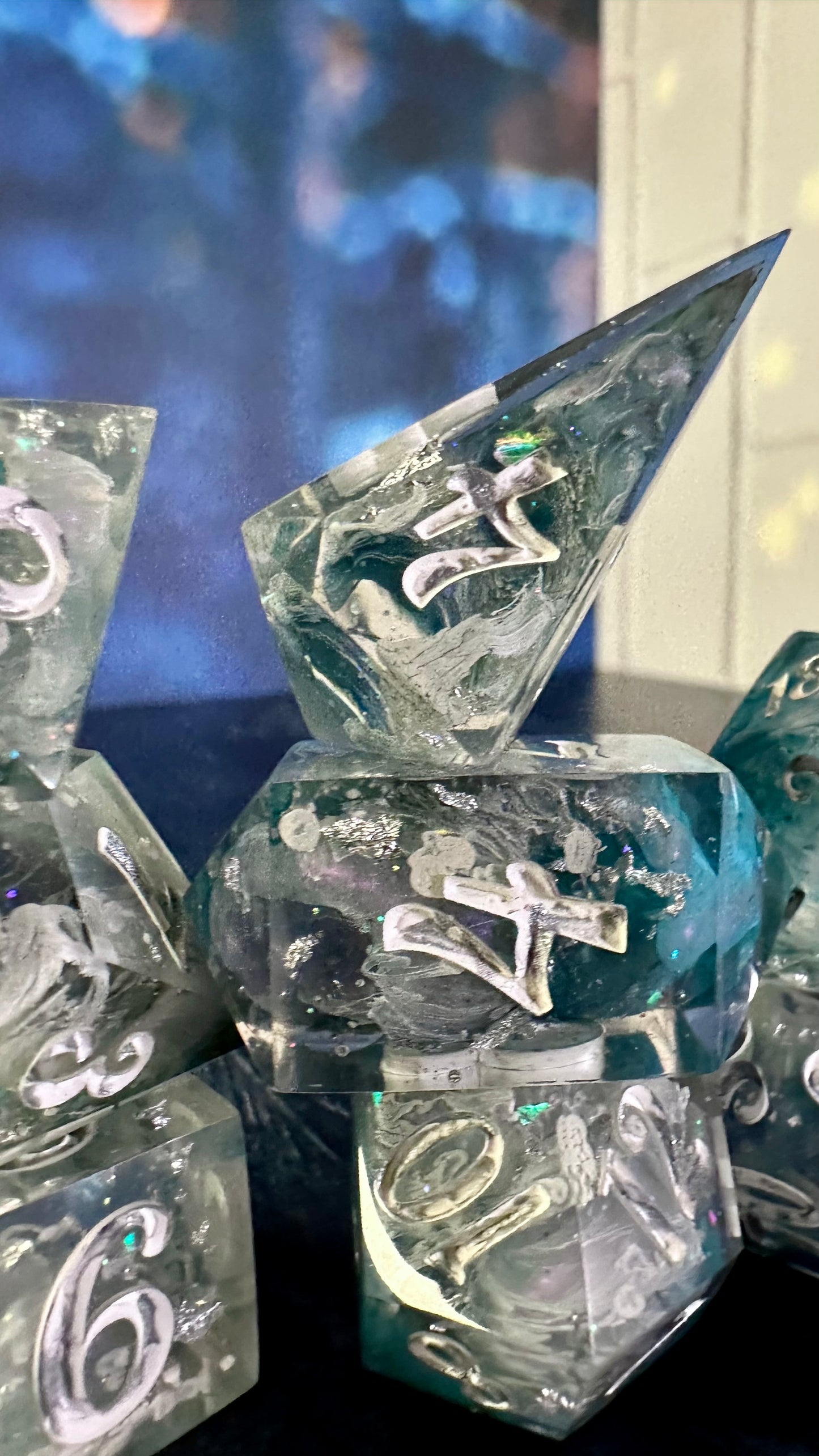 “The sky’s the limit”- 8 piece polyhedral dice set (Large)