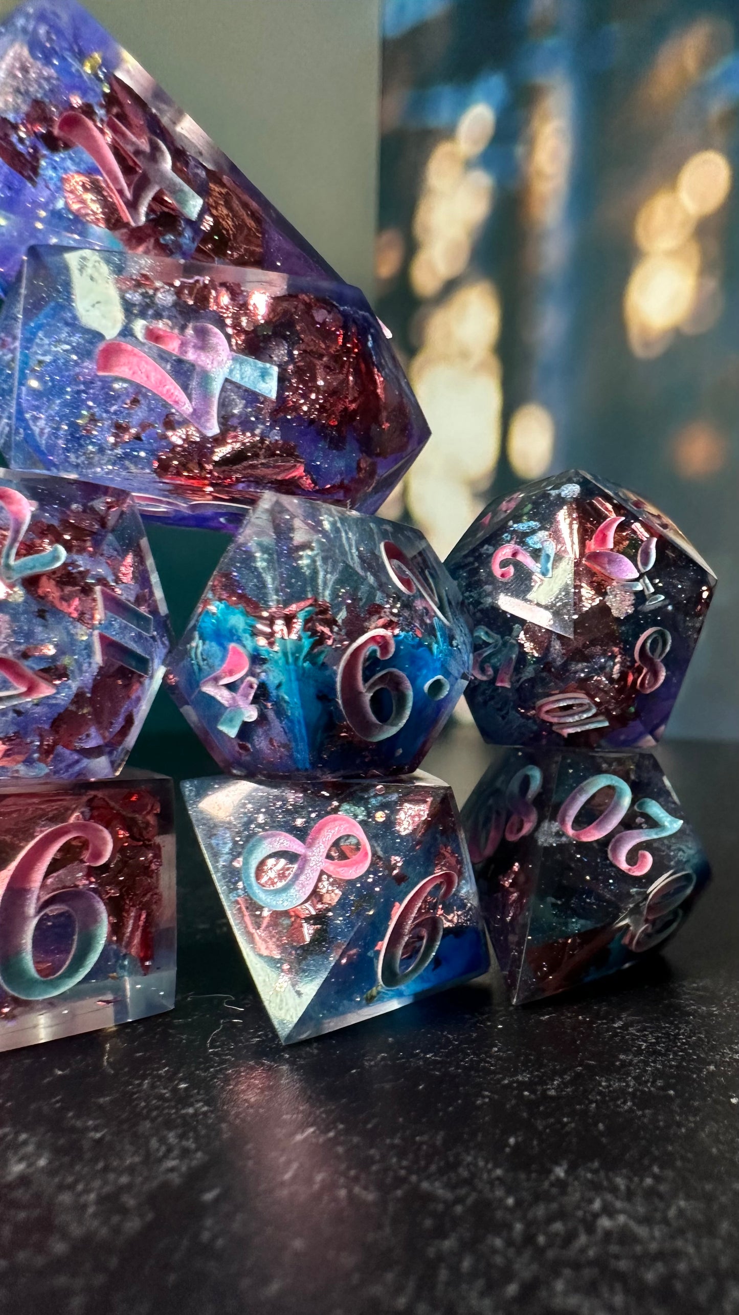 Petri Bi Pride 8 piece polyhedral dice set (Large) (Beta) Pobody's Nerfect