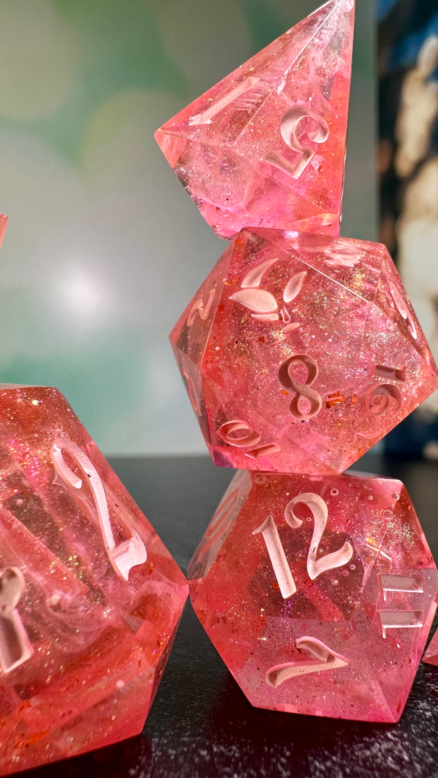 Pink Pony Club 9 piece polyhedral dice set (Large) (Beta) Pobody's Nerfect