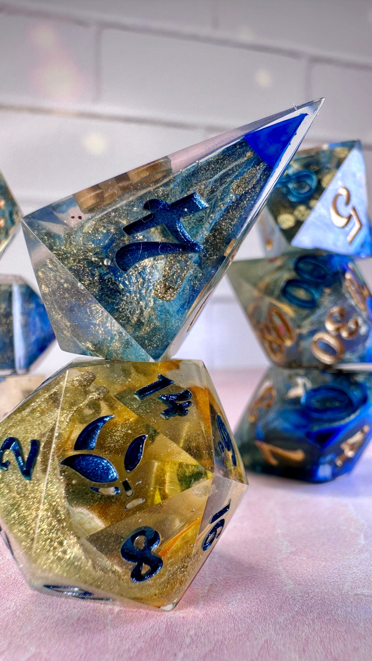 Starry Night-8 piece polyhedral dice set (Large)