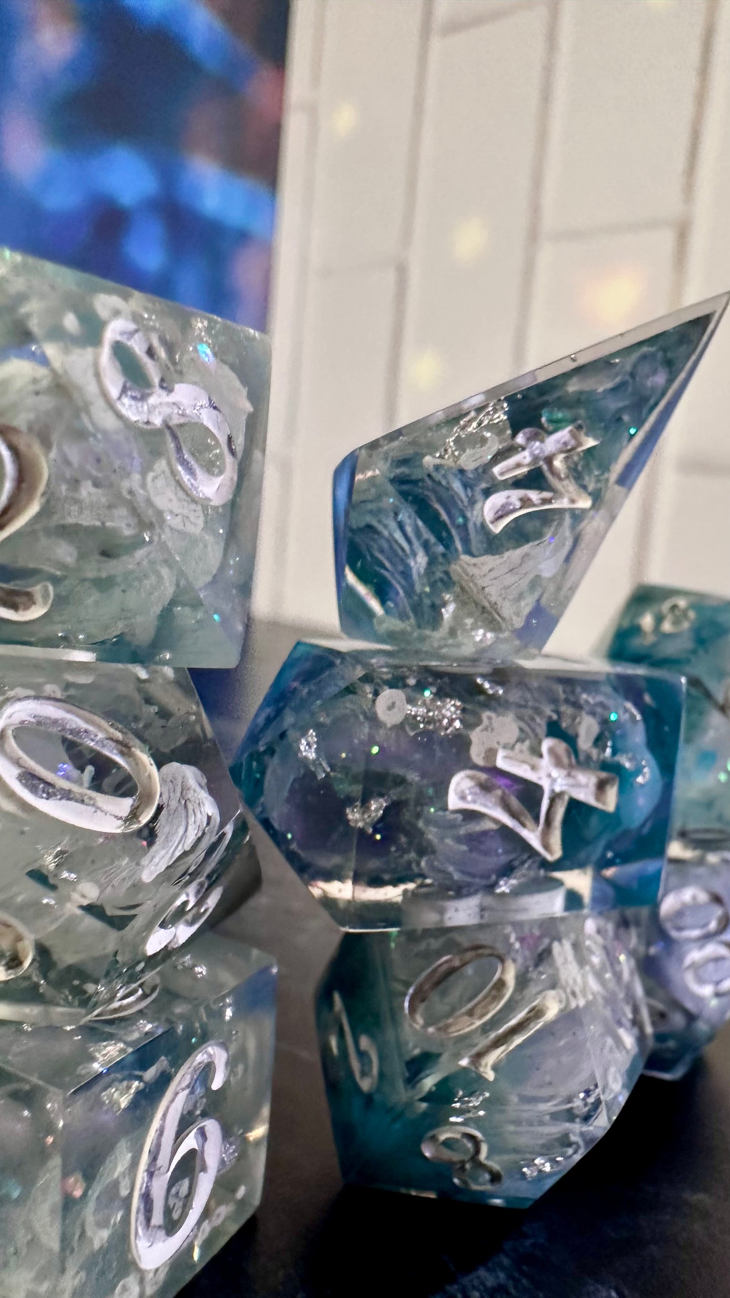 “The sky’s the limit”- 8 piece polyhedral dice set (Large)