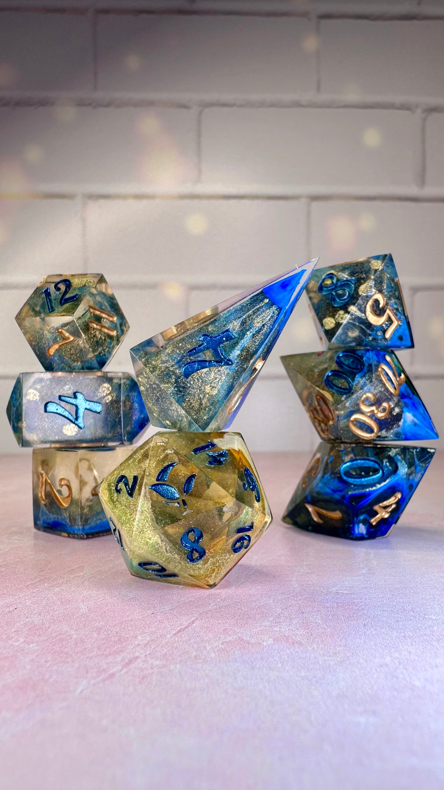 Starry Night-8 piece polyhedral dice set (Large)