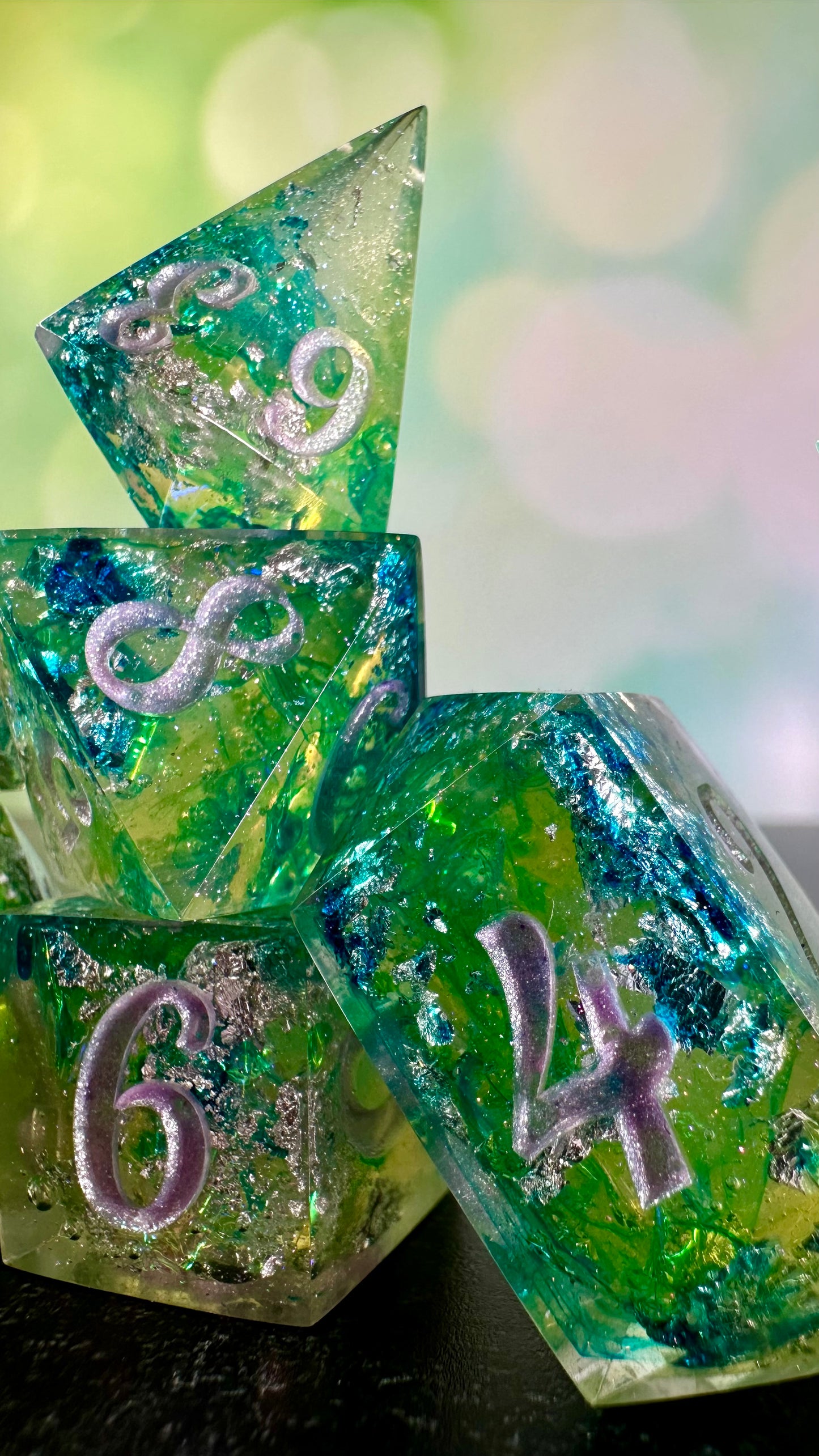 Monet's Waterlilies 9 piece polyhedral dice set (Large) (Beta) Pobody's Nerfect