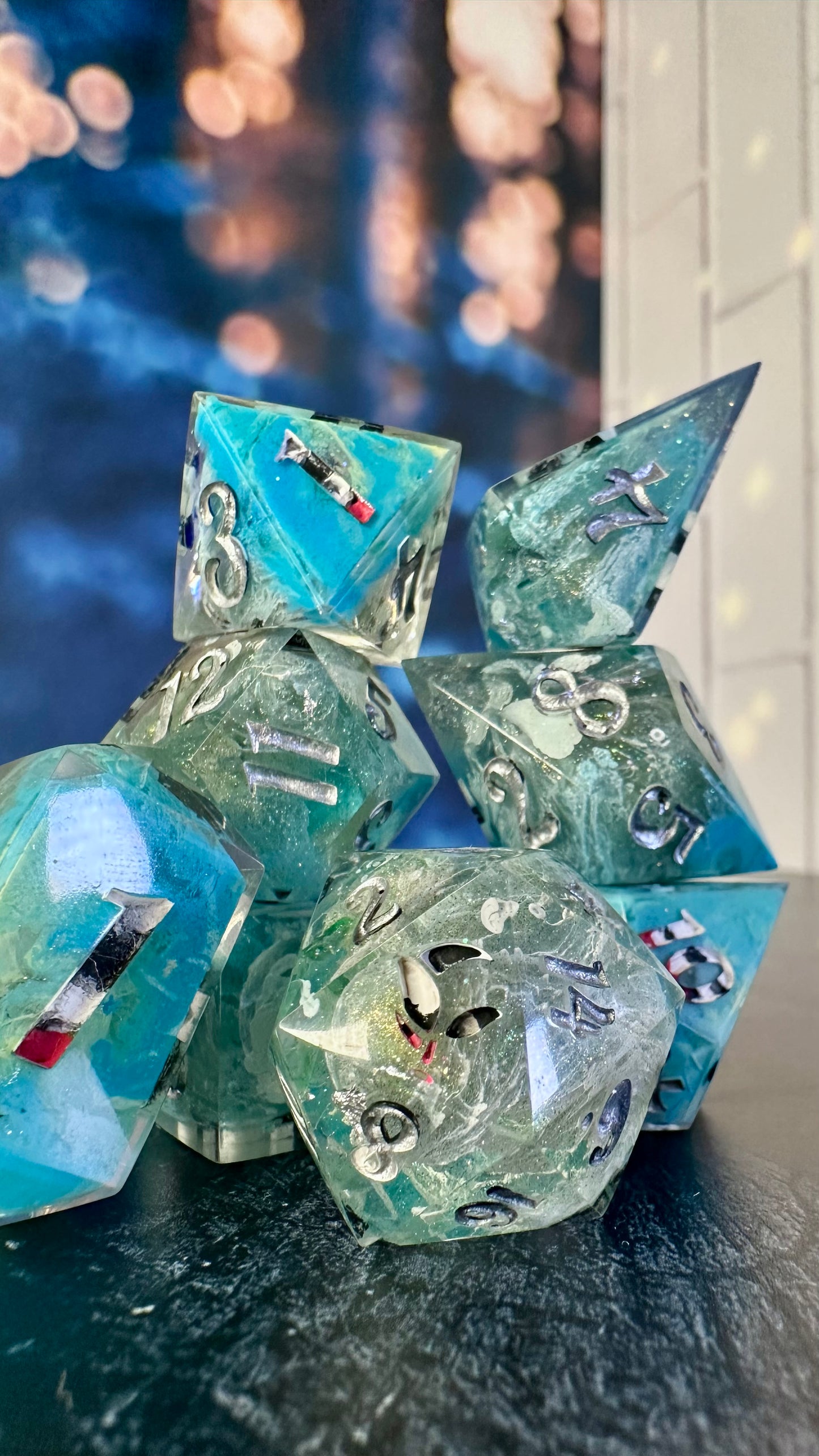 Doomed by the Narrative- 8 piece polyhedral dice set (Large)