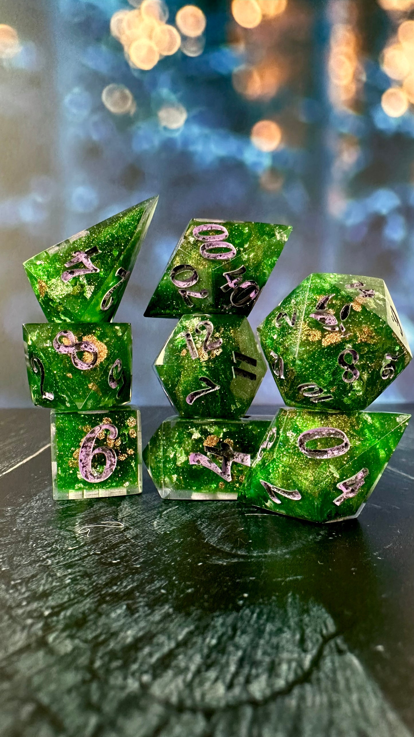 Elphie at the Ozdust - 8 piece polyhedral dice set (Large)