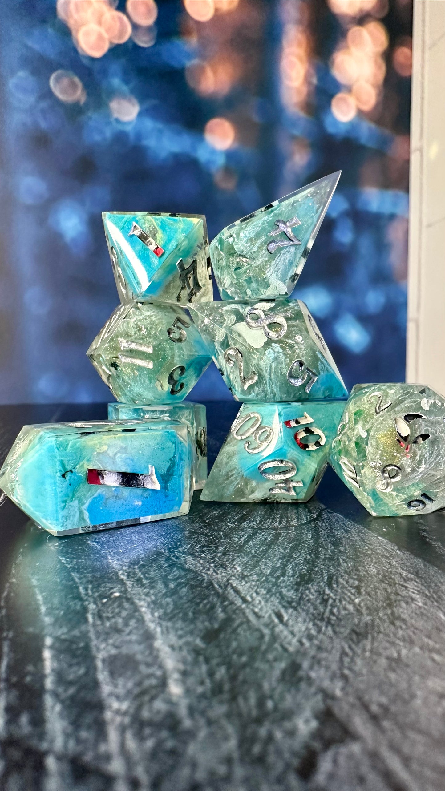 Doomed by the Narrative- 8 piece polyhedral dice set (Large)