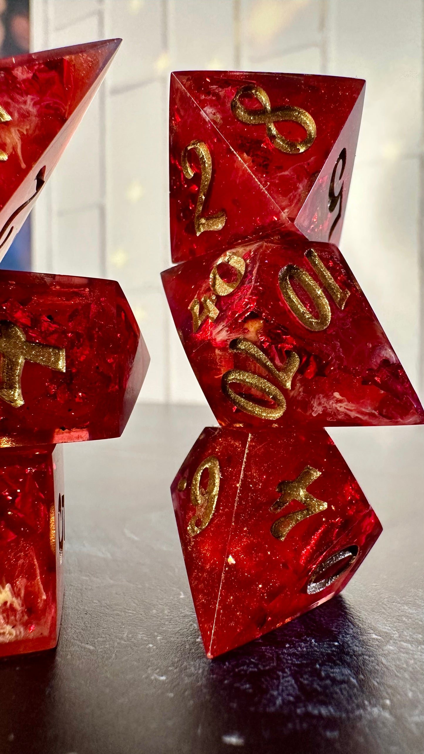 Ruby Slippers- 8 piece polyhedral dice set (Large)