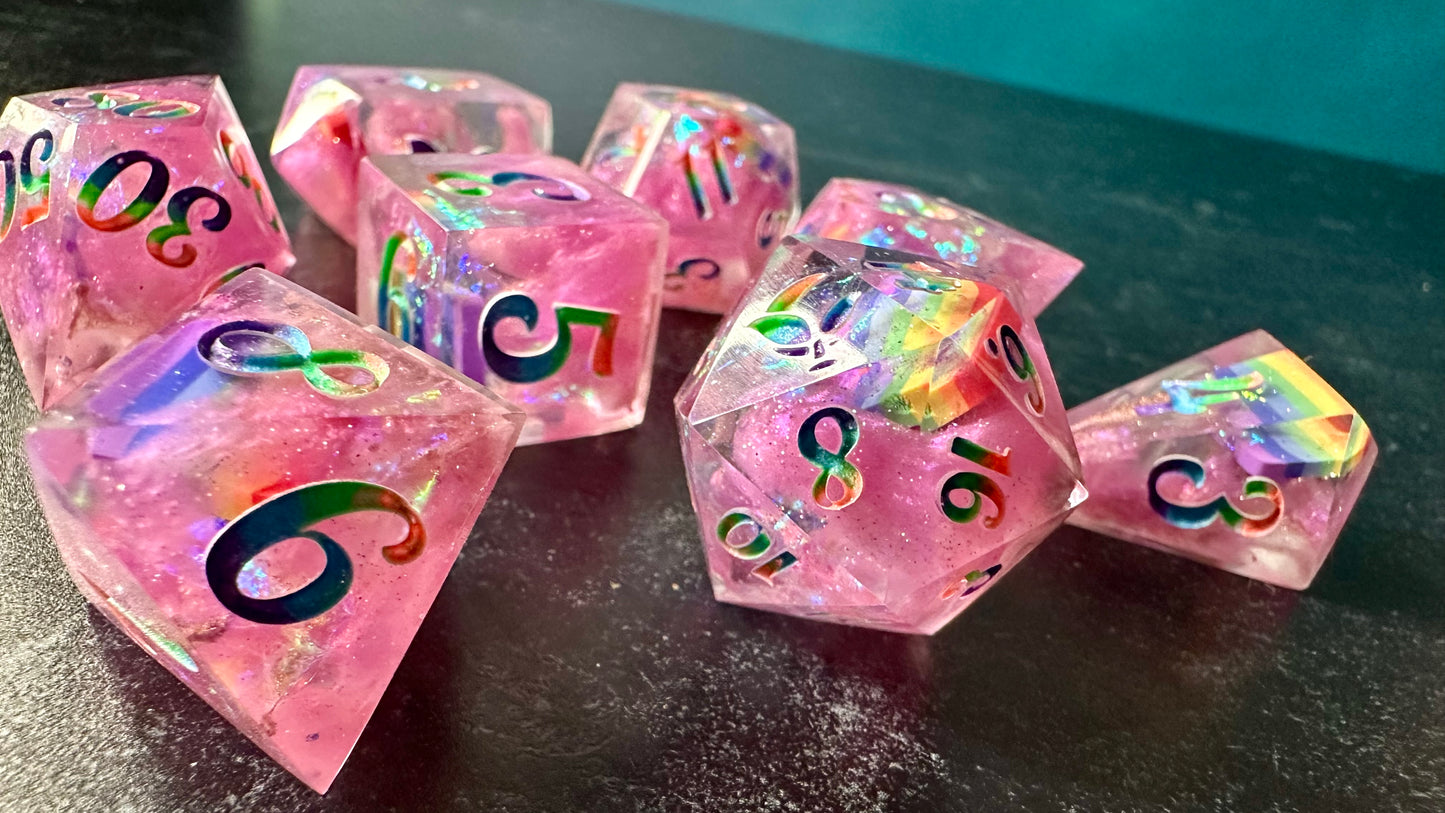 Pride 2024 8 piece polyhedral dice set (Large) (Beta) Pobody's Nerfect