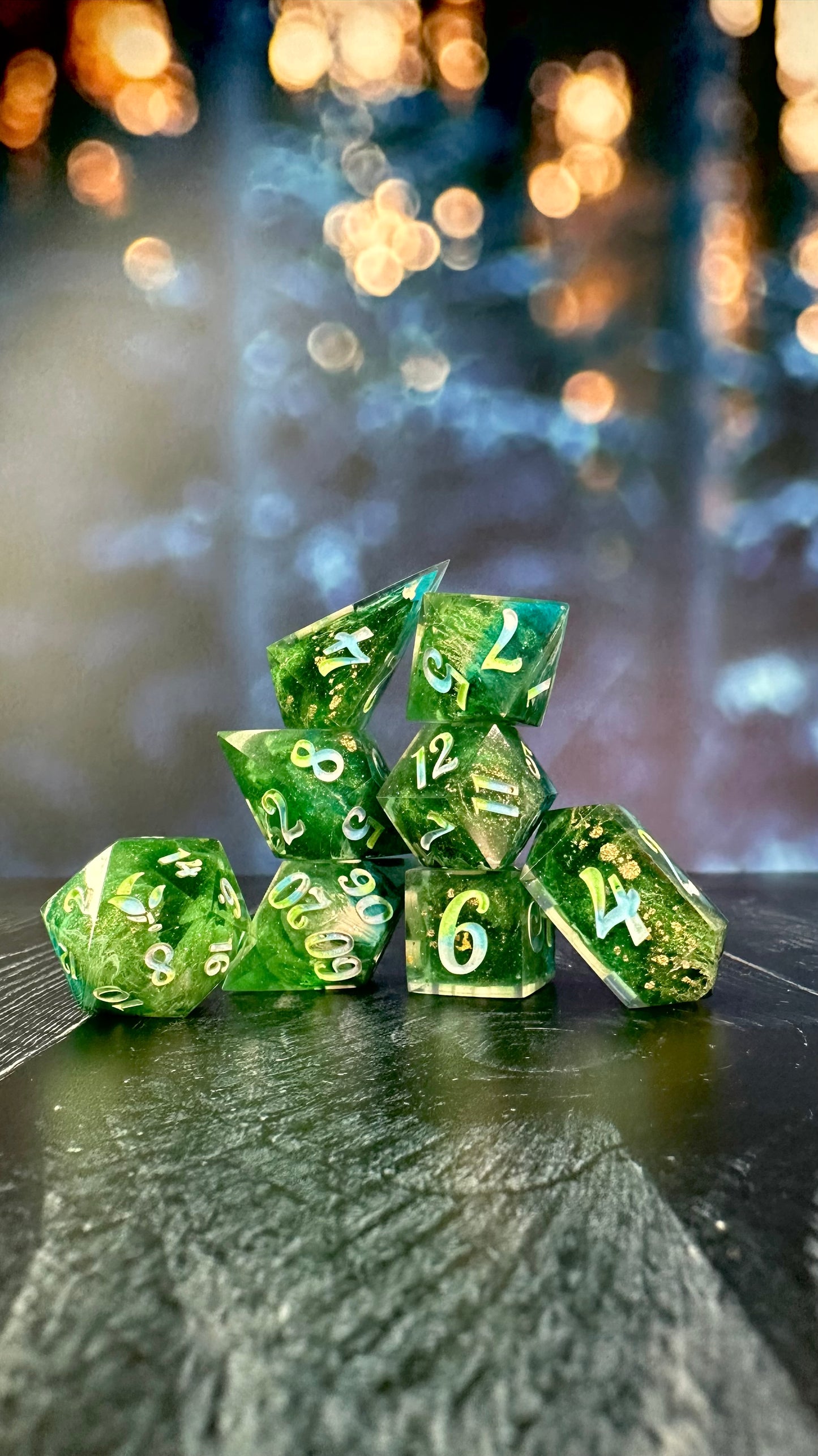 "Where the Bluebirds Fly"-8 piece polyhedral dice set (Large) Pobody's Nerfect
