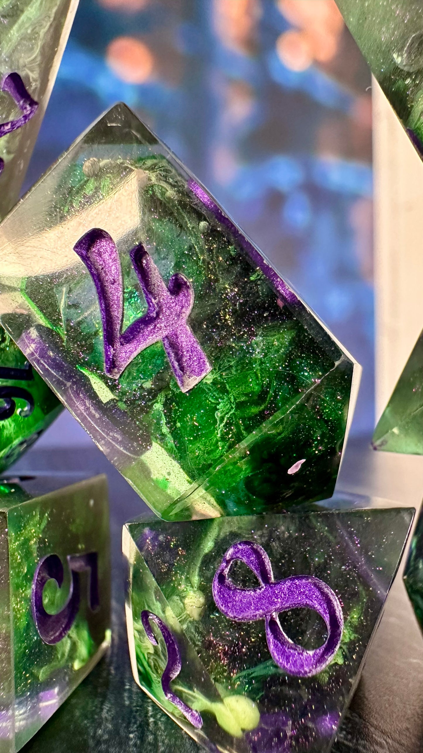 “Yes, I’ve always been green” - 8 piece polyhedral dice set (Large)