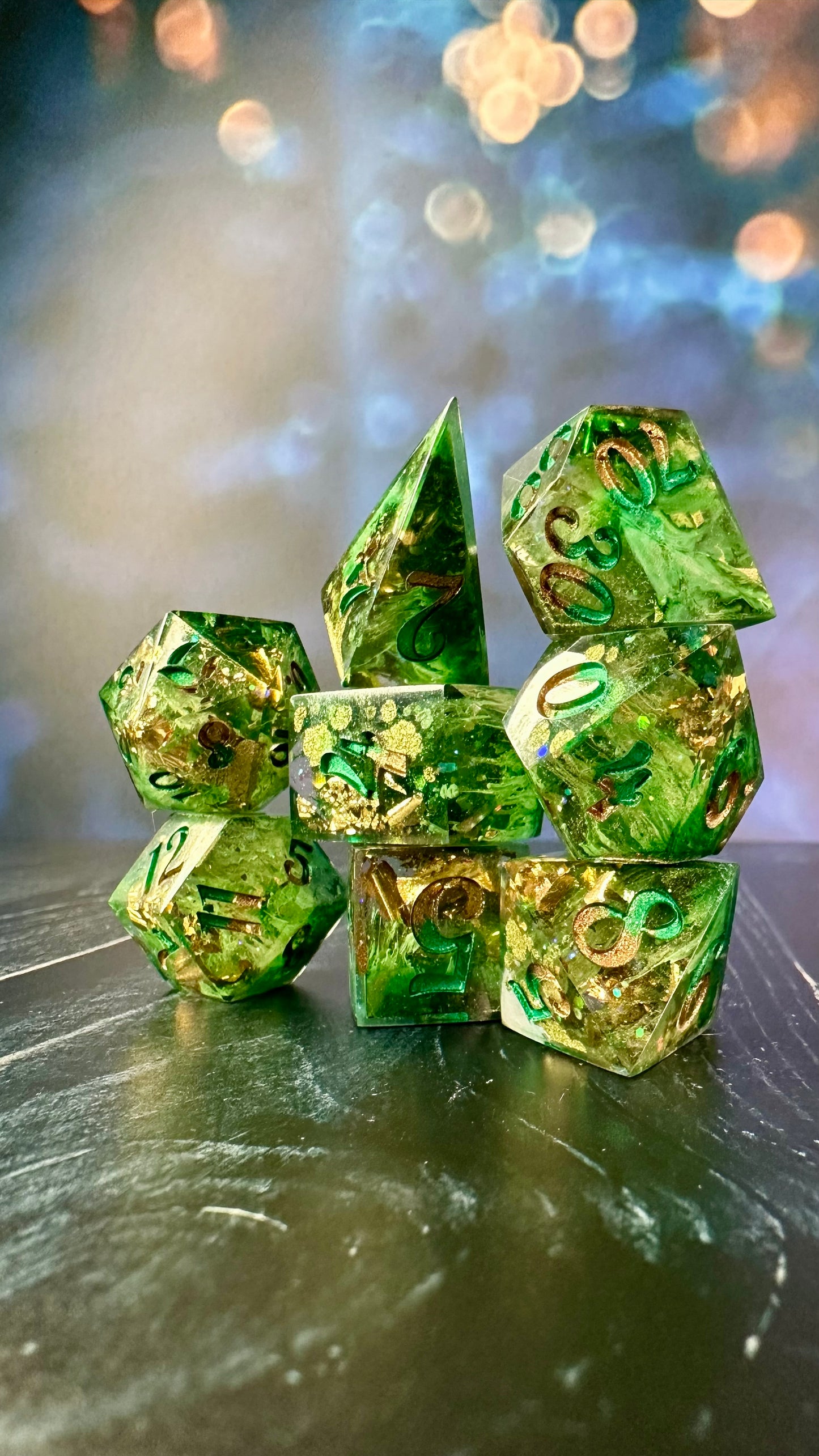 A Sentimental Man- 8 piece polyhedral dice set (Large)