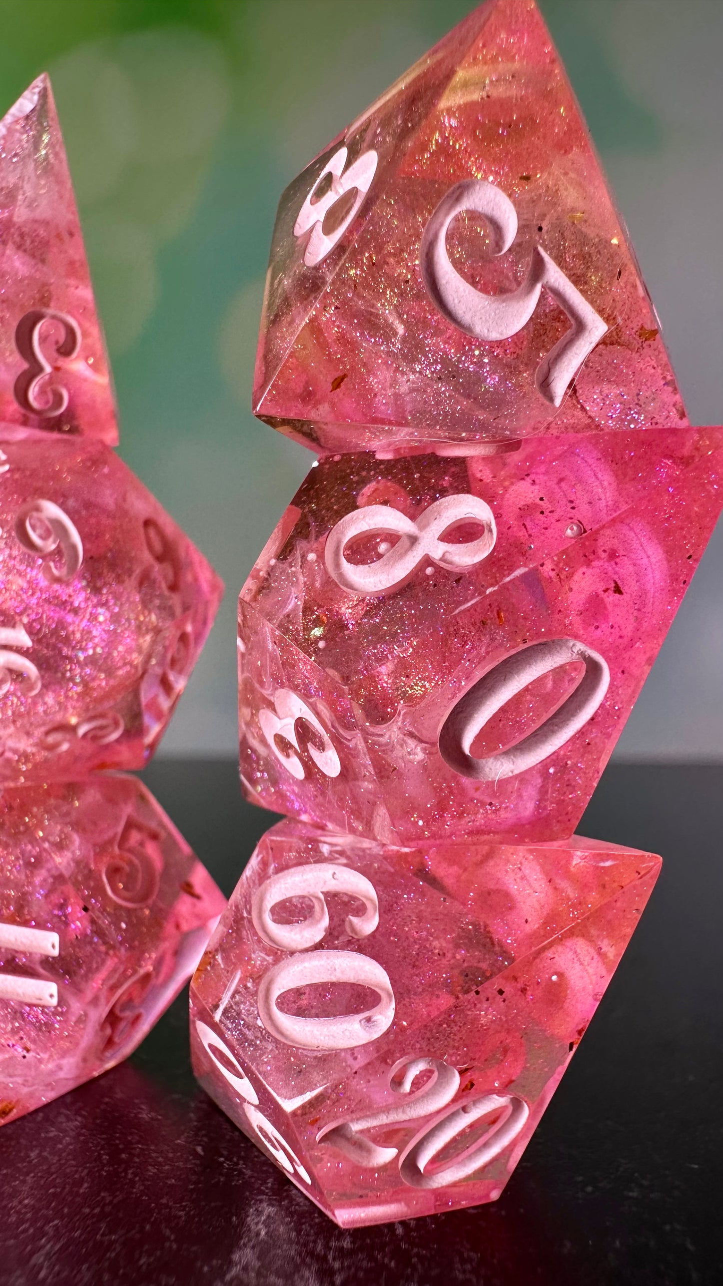 Pink Pony Club 9 piece polyhedral dice set (Large) (Beta) Pobody's Nerfect